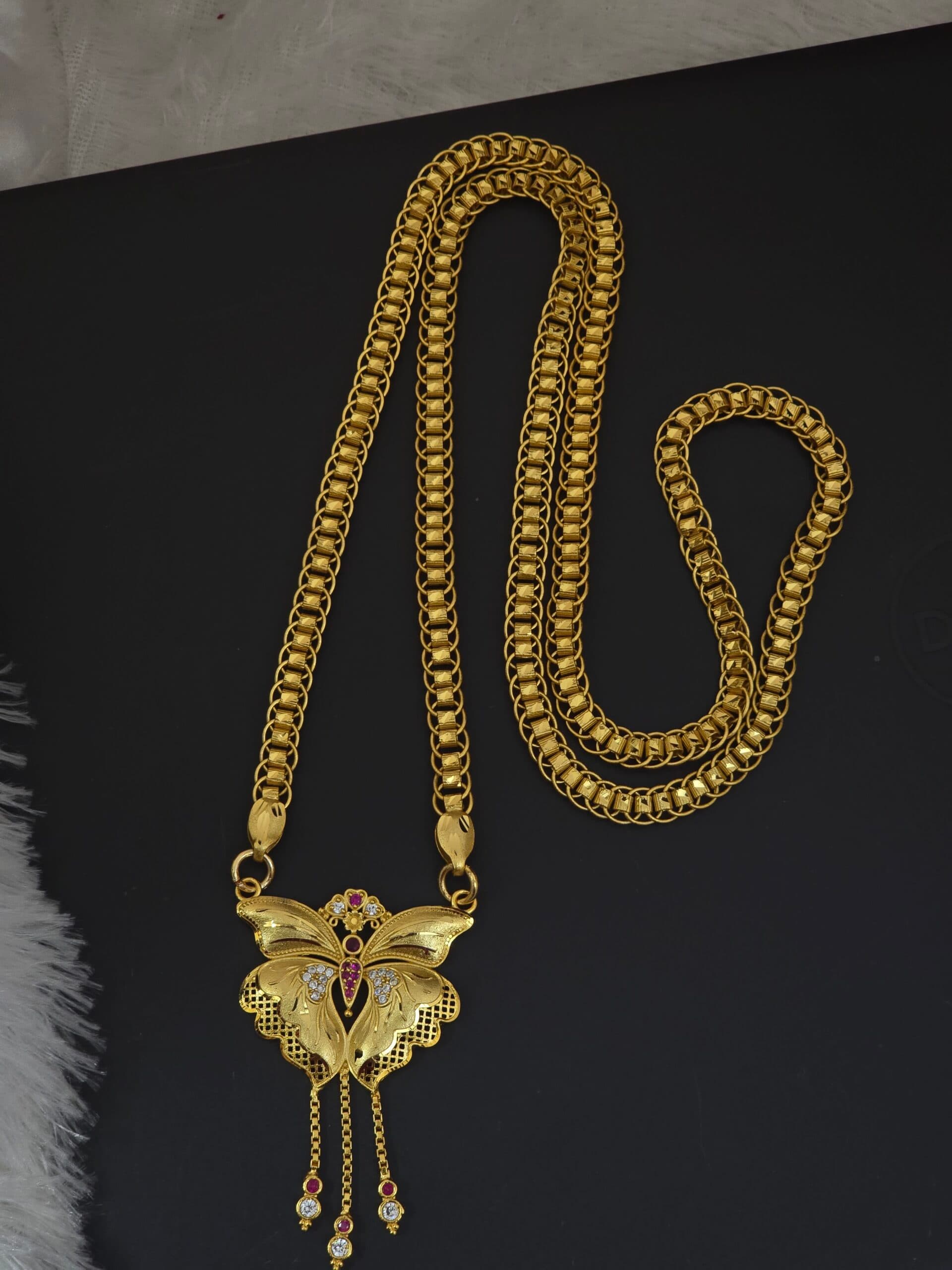 Premium foaming 32 inch AD stone butterfly dollar chain