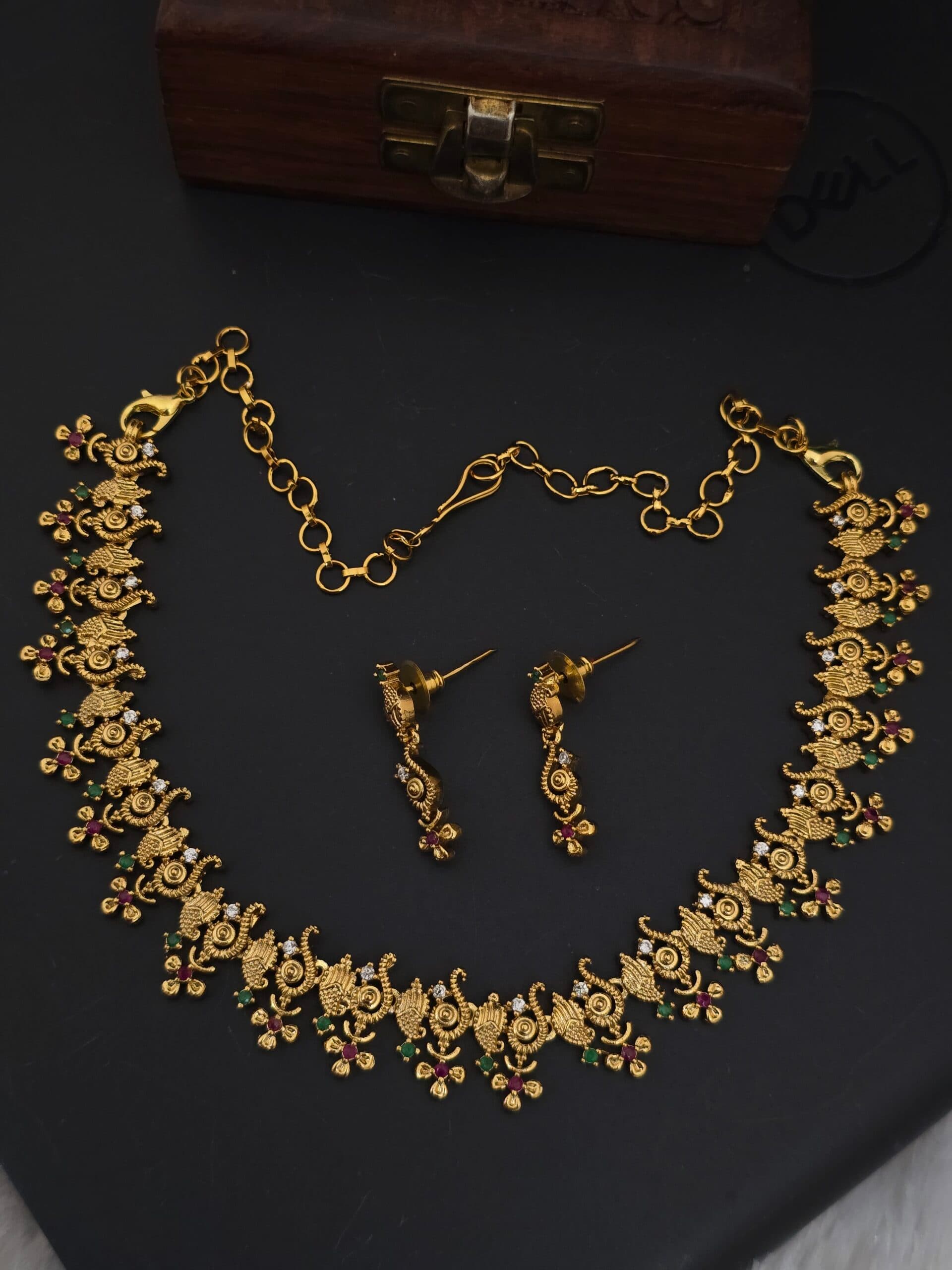 Premium Matt ad stone necklace with earings