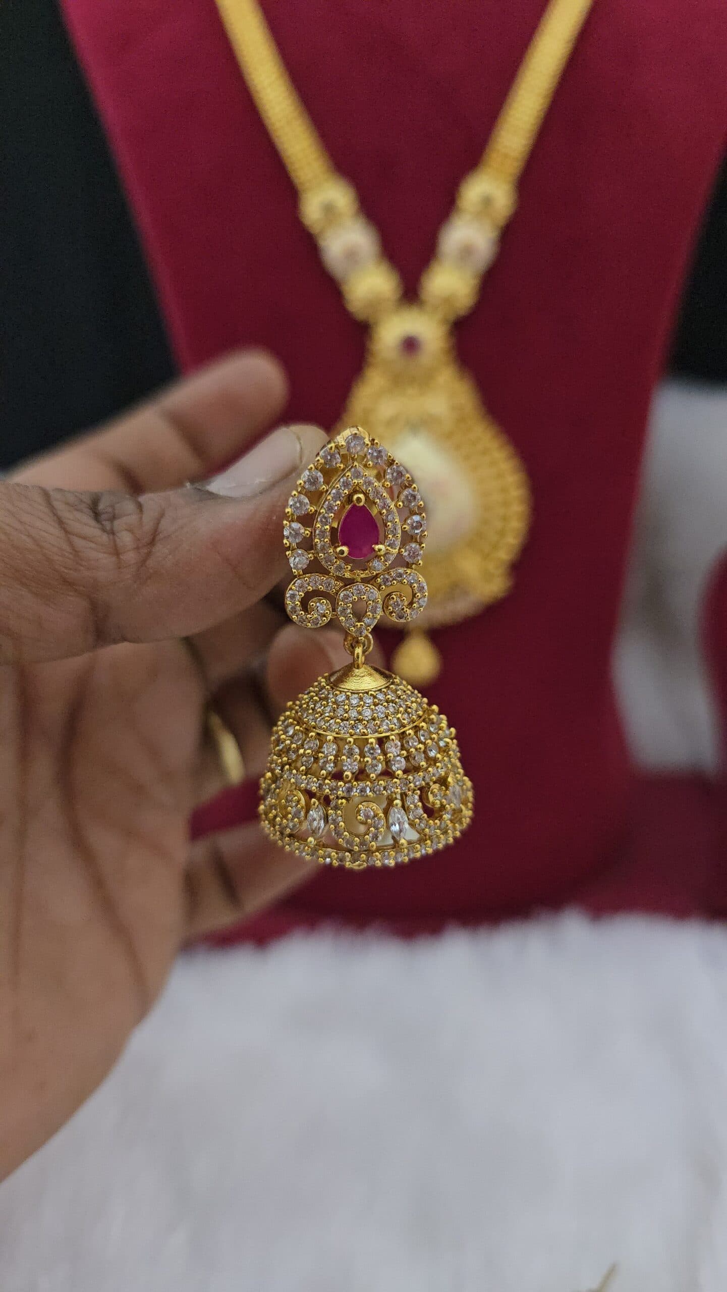 Premium matt ad stone jhumka