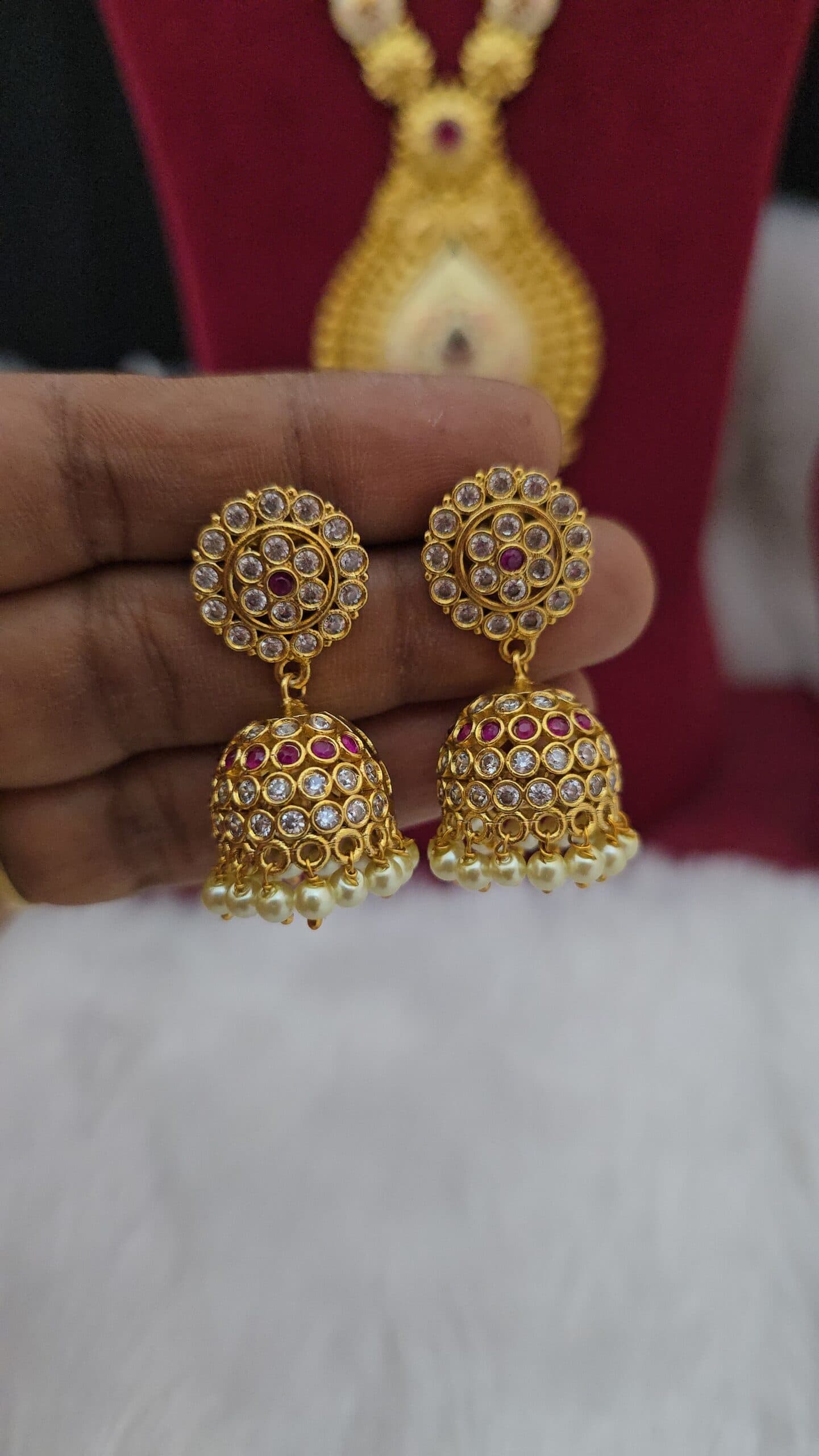 Premium matt ad stone jhumka