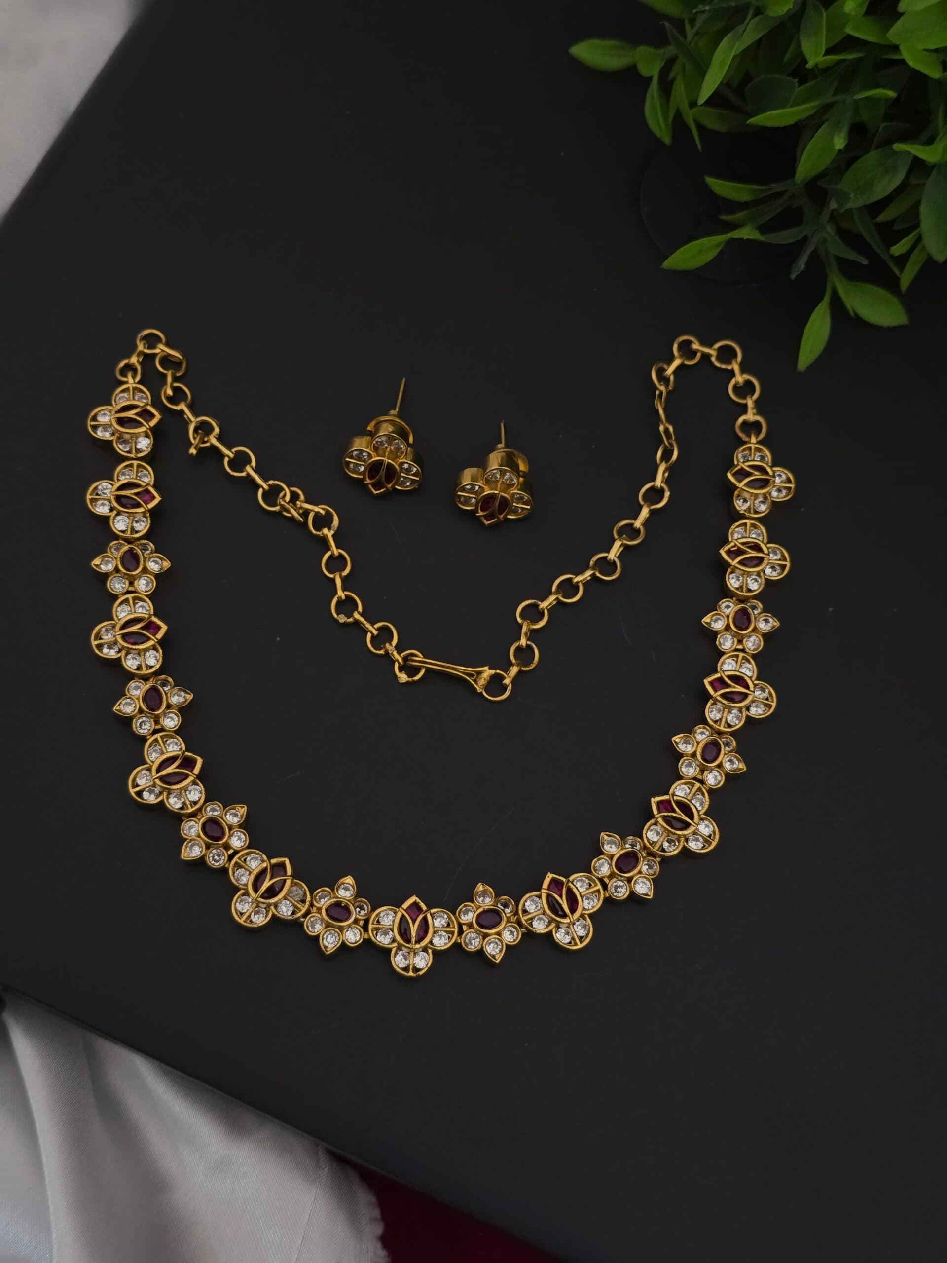 Premium matt stone necklace with stud