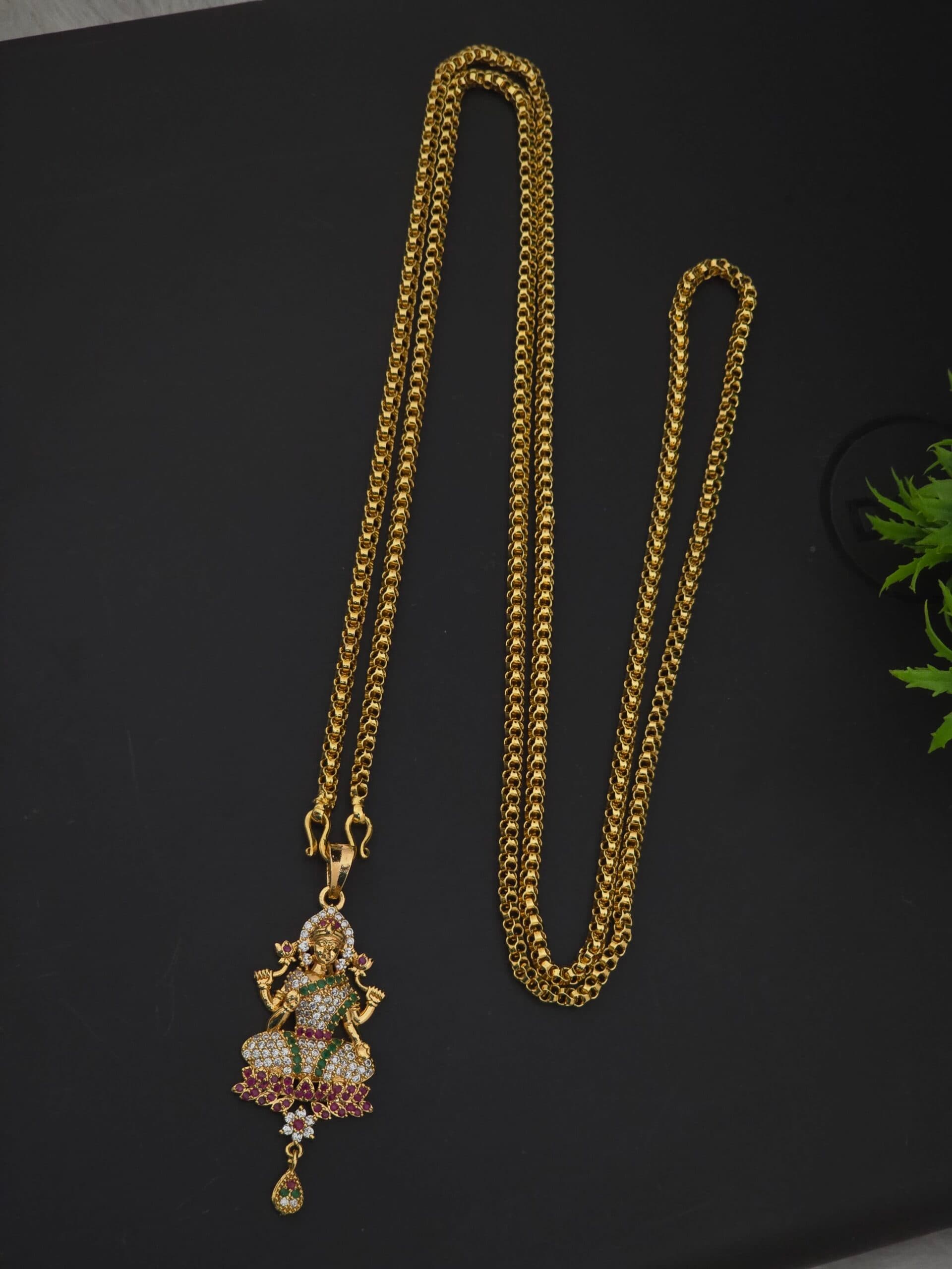 Premium foaming 36 inch AD stone lakshmi dollar chain