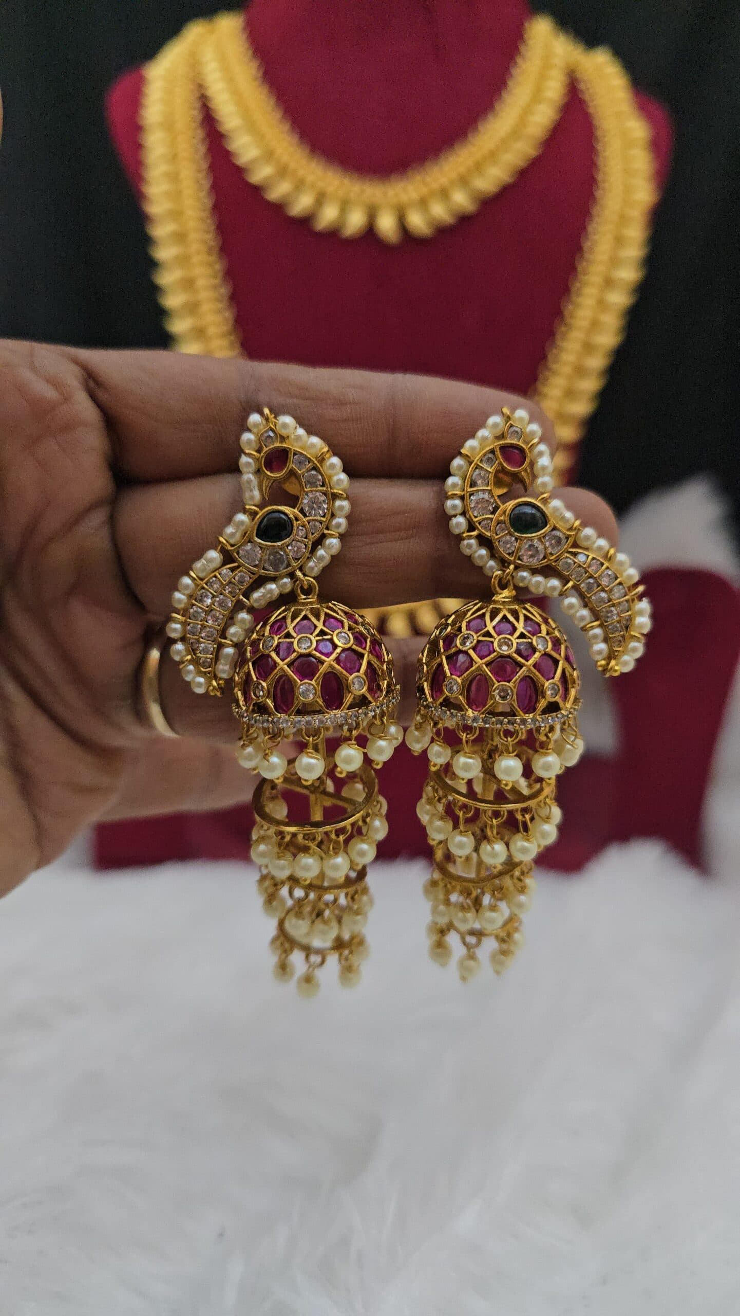 Premium quality kundan stone jhumka comes antique finish