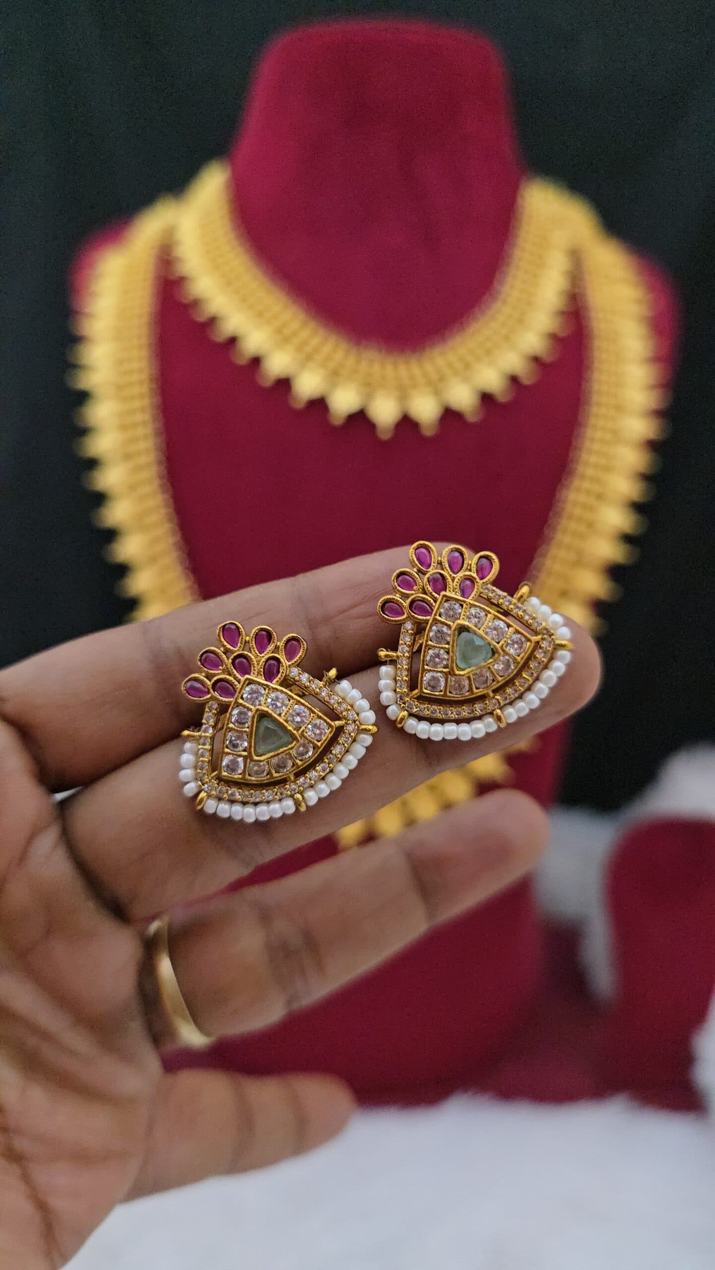 Premium matt ruby stone stud