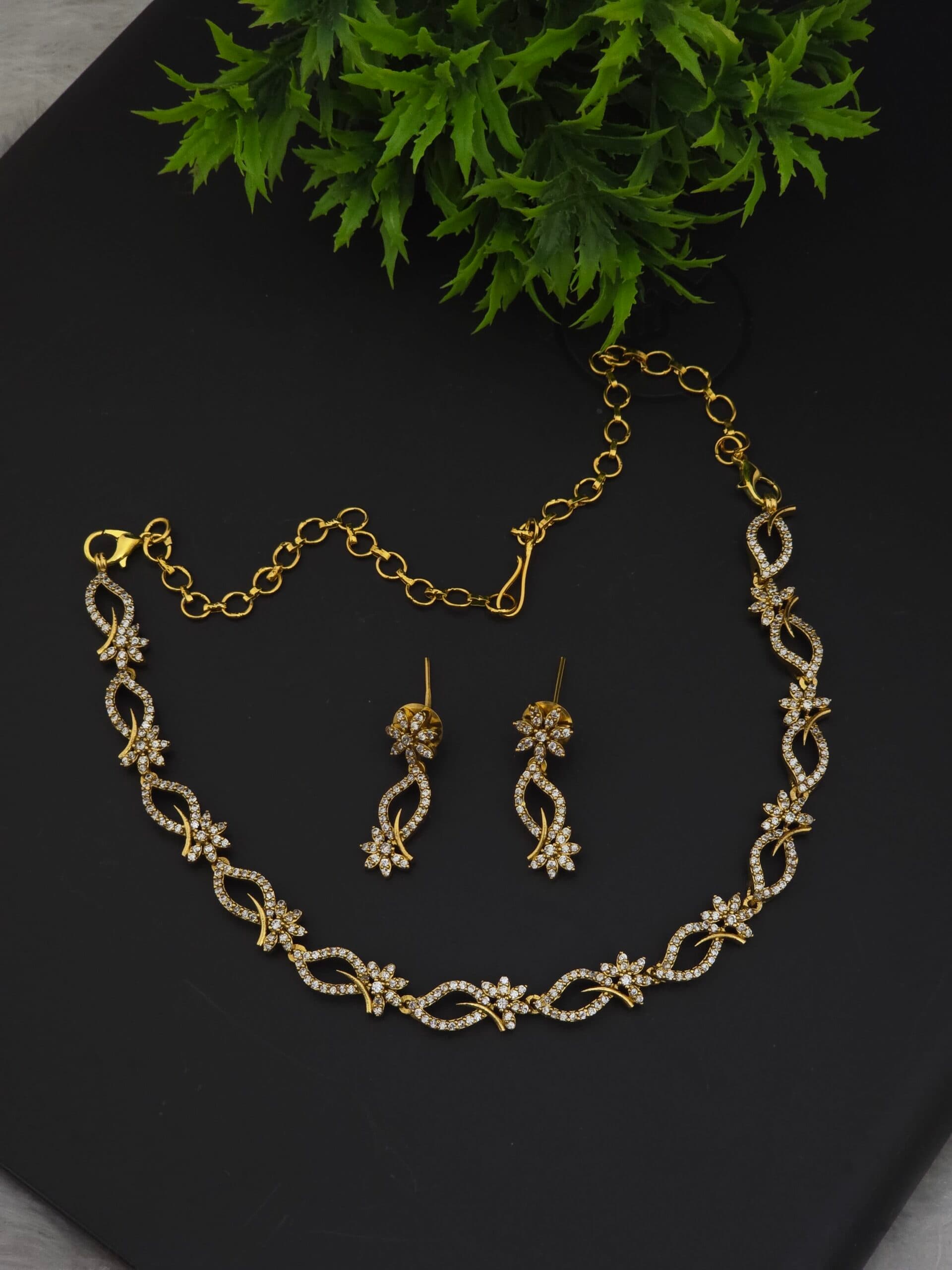Premium matt ad stone necklace with earings