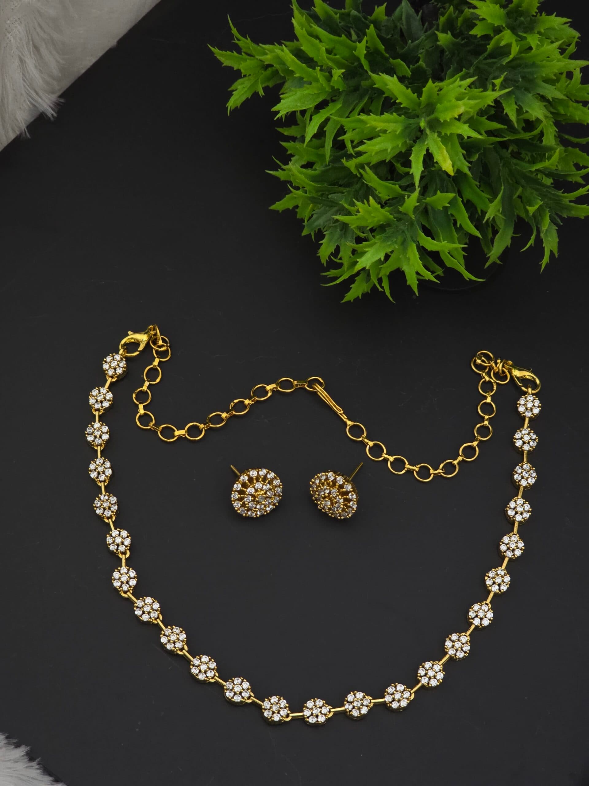 Premium quality ad diamond replica necklace with stud
