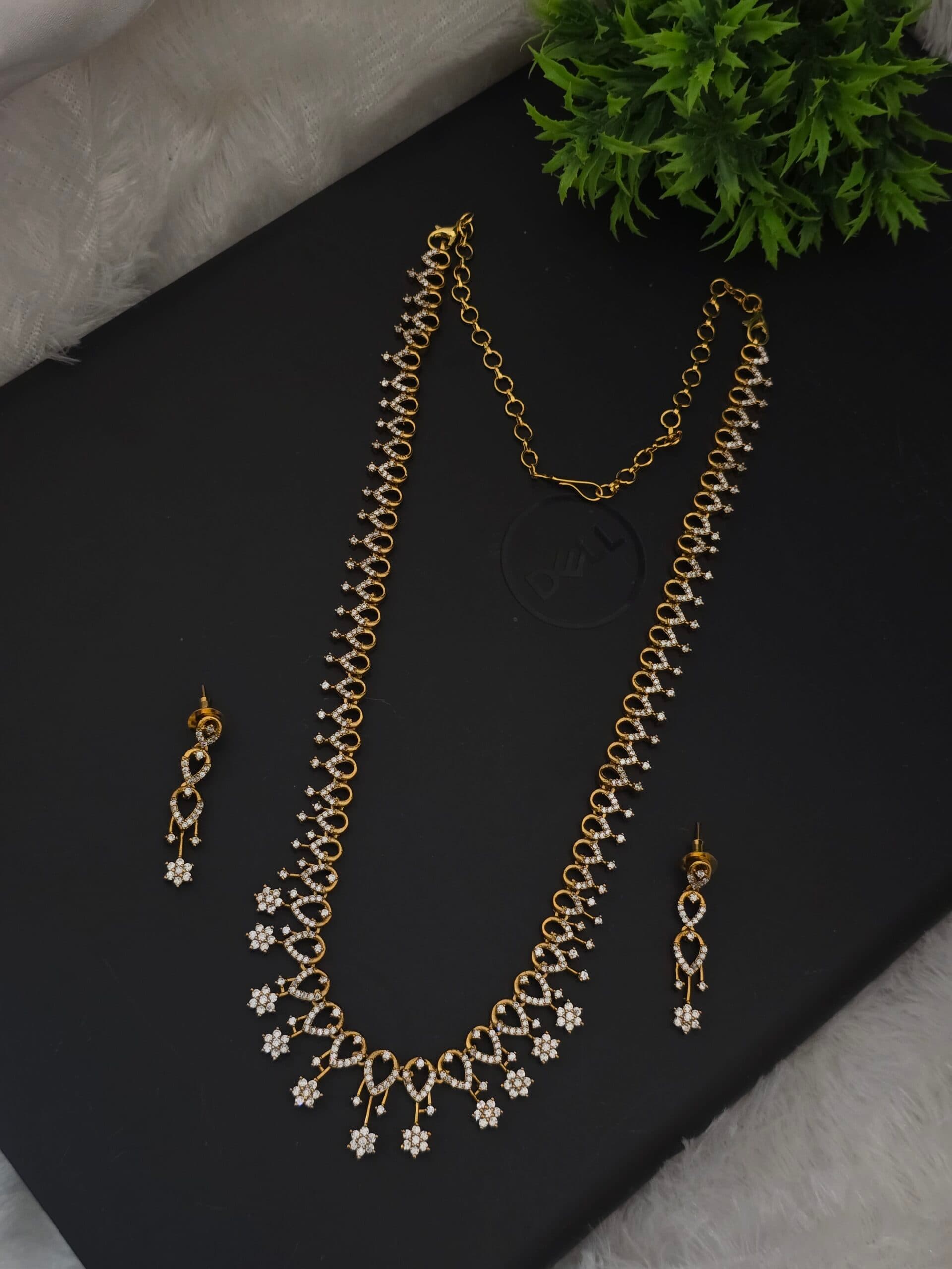 Premium matt ad stone haram with earings
