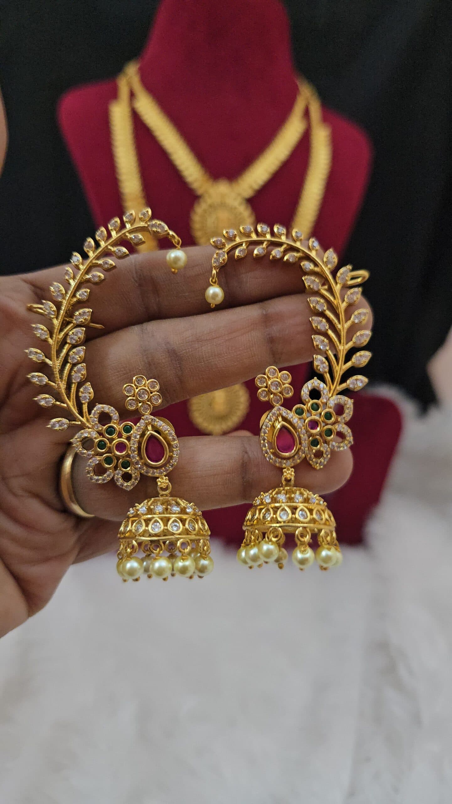 Premium matt ad stone cuff jhumka