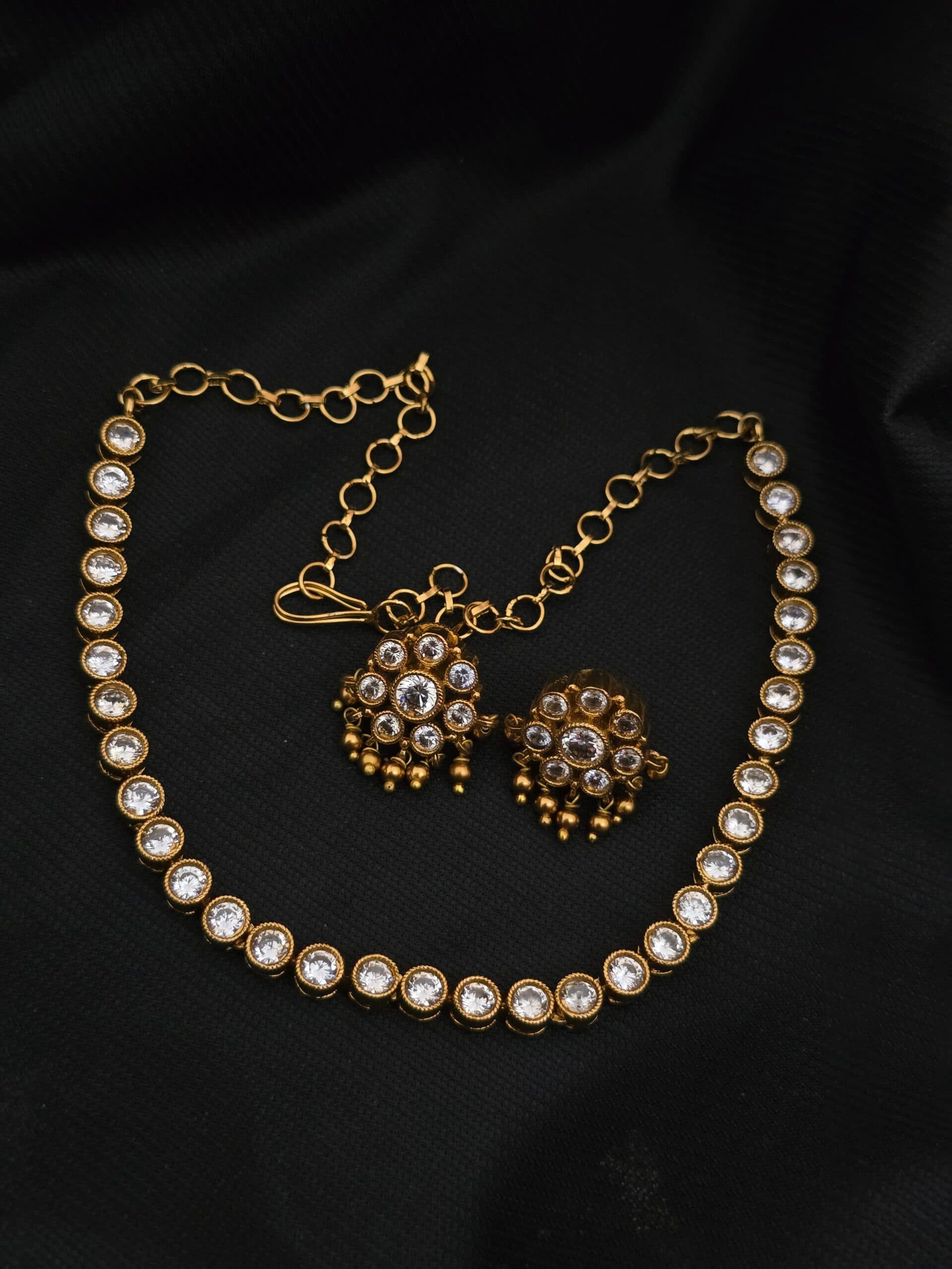 Premium matt pongal offer ad stone necklace with earings