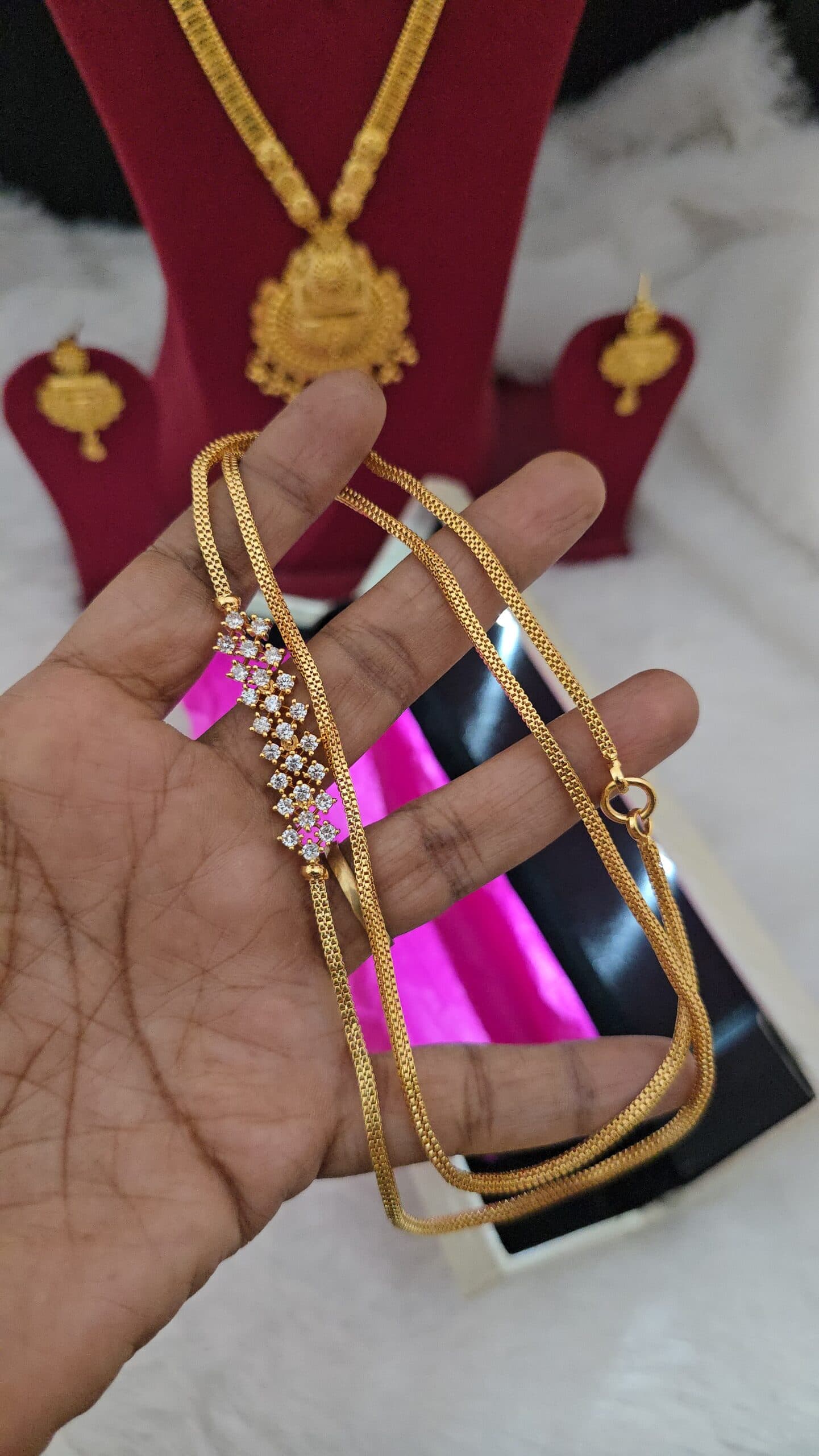 Premium foaming AD stone mugappu chain