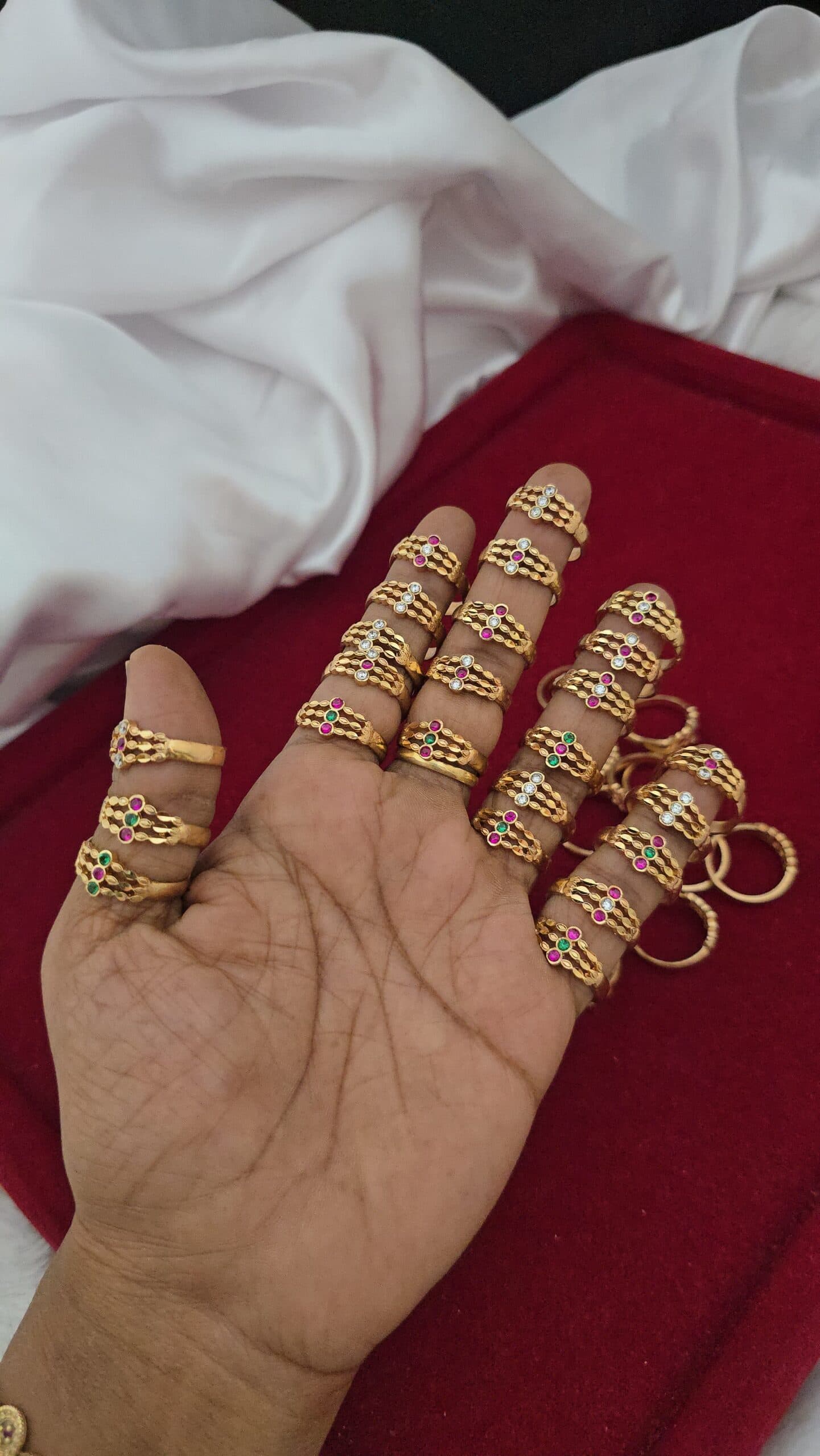 Premium impon 3 line AD stone ring