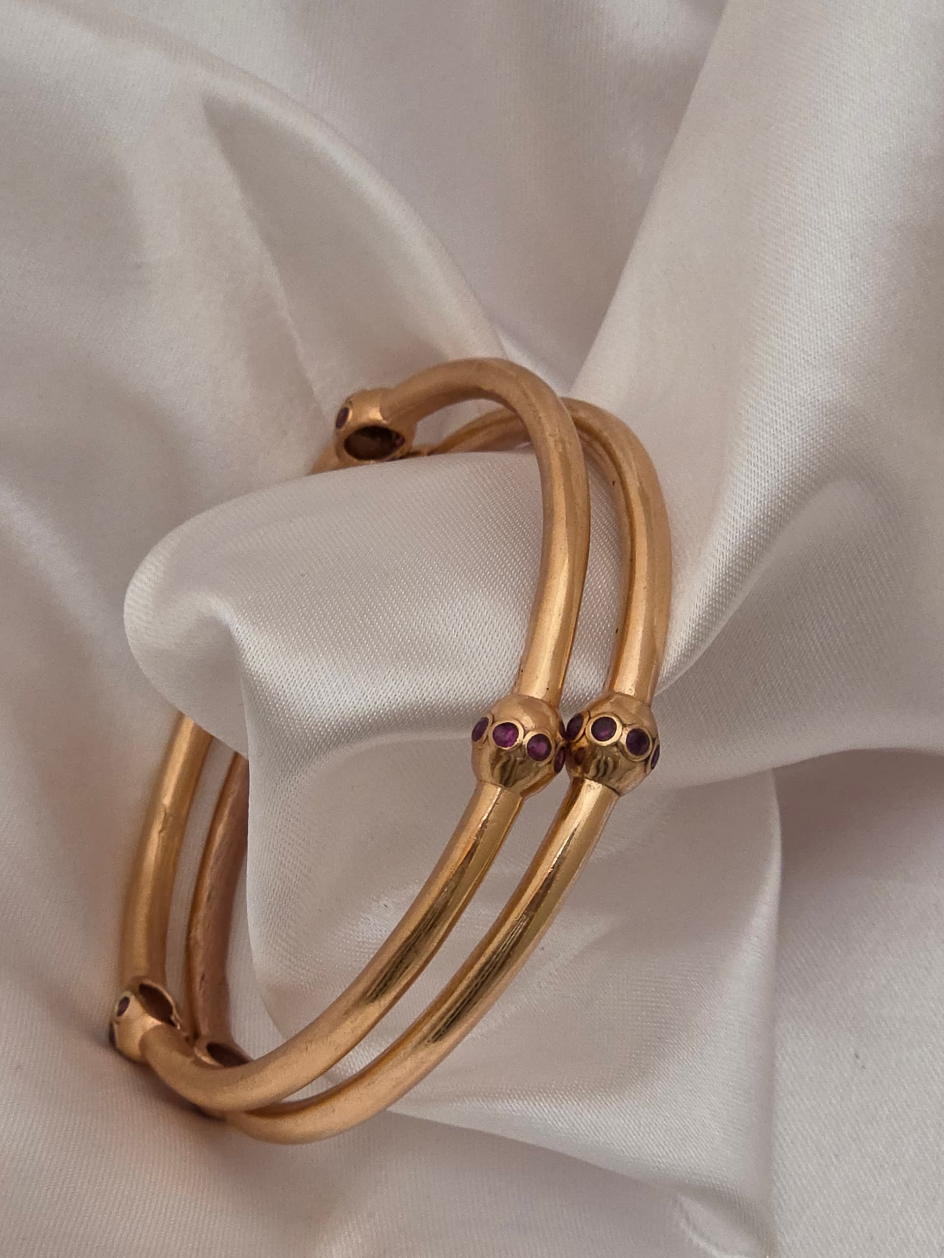 Premium impon unpolished regular use bangle Comes ruby stone