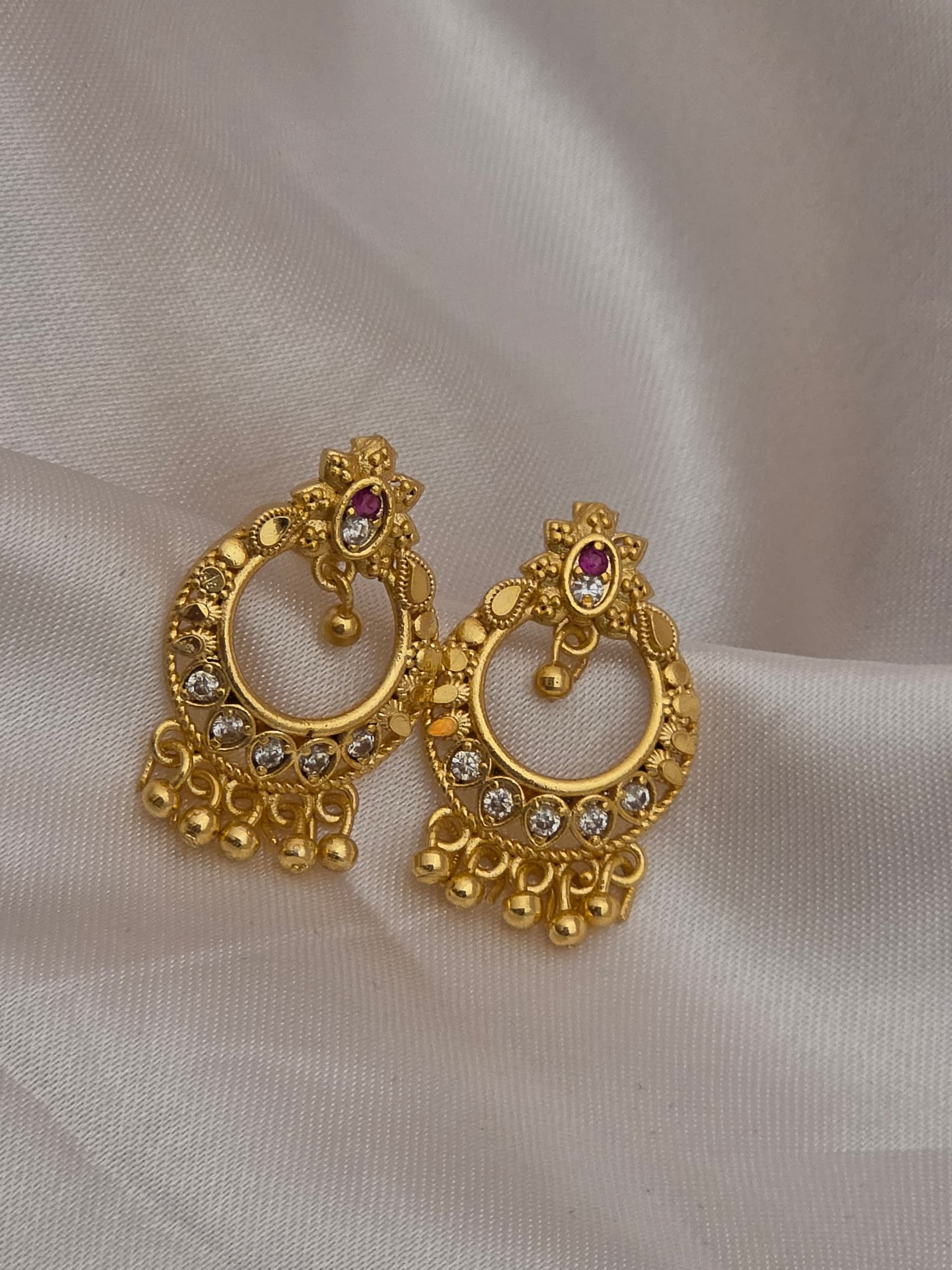 Premium foaming AD stone chandhbali earing 