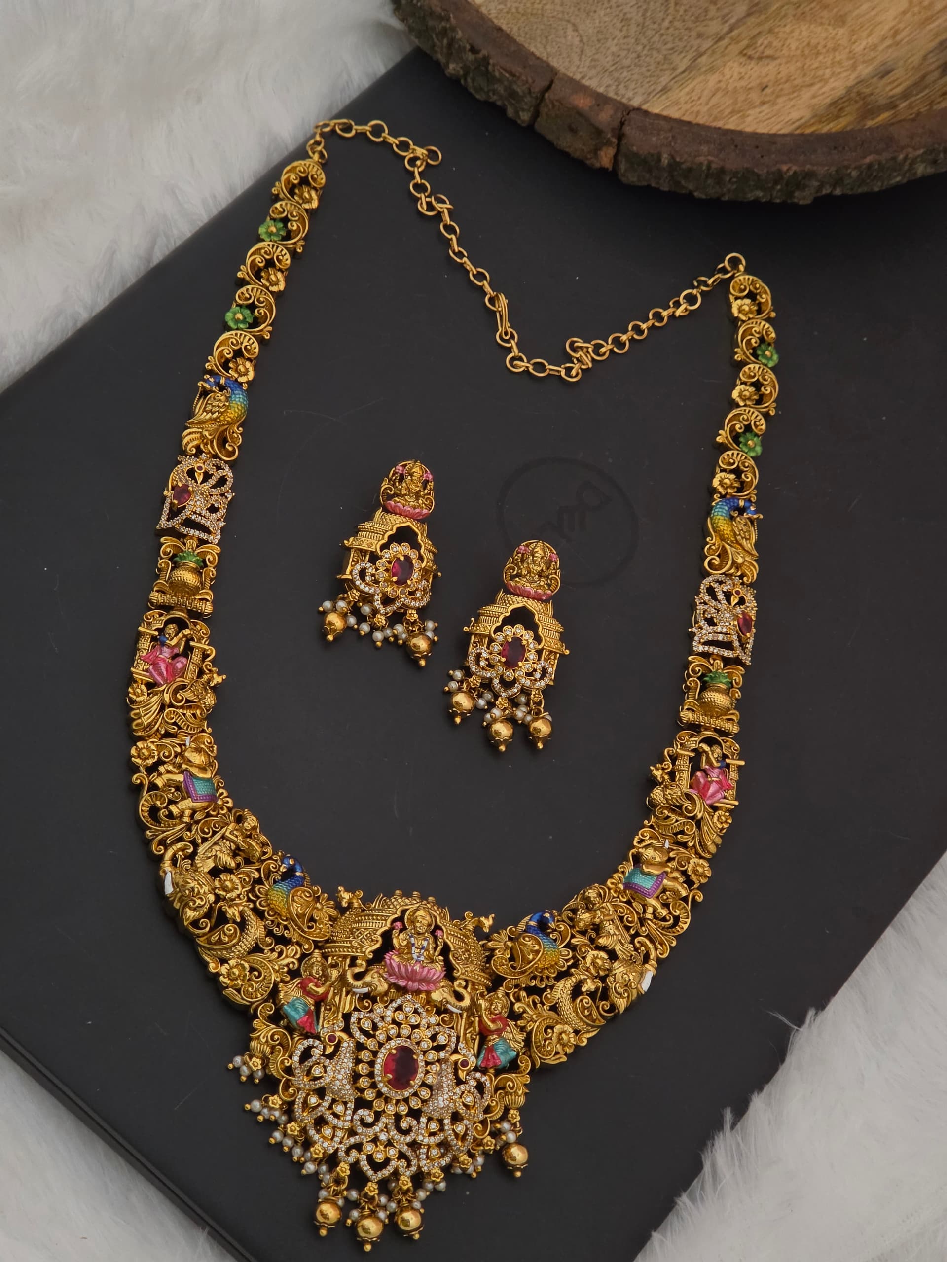 Premium matt meenakari enamel long wedding limited edition haram
