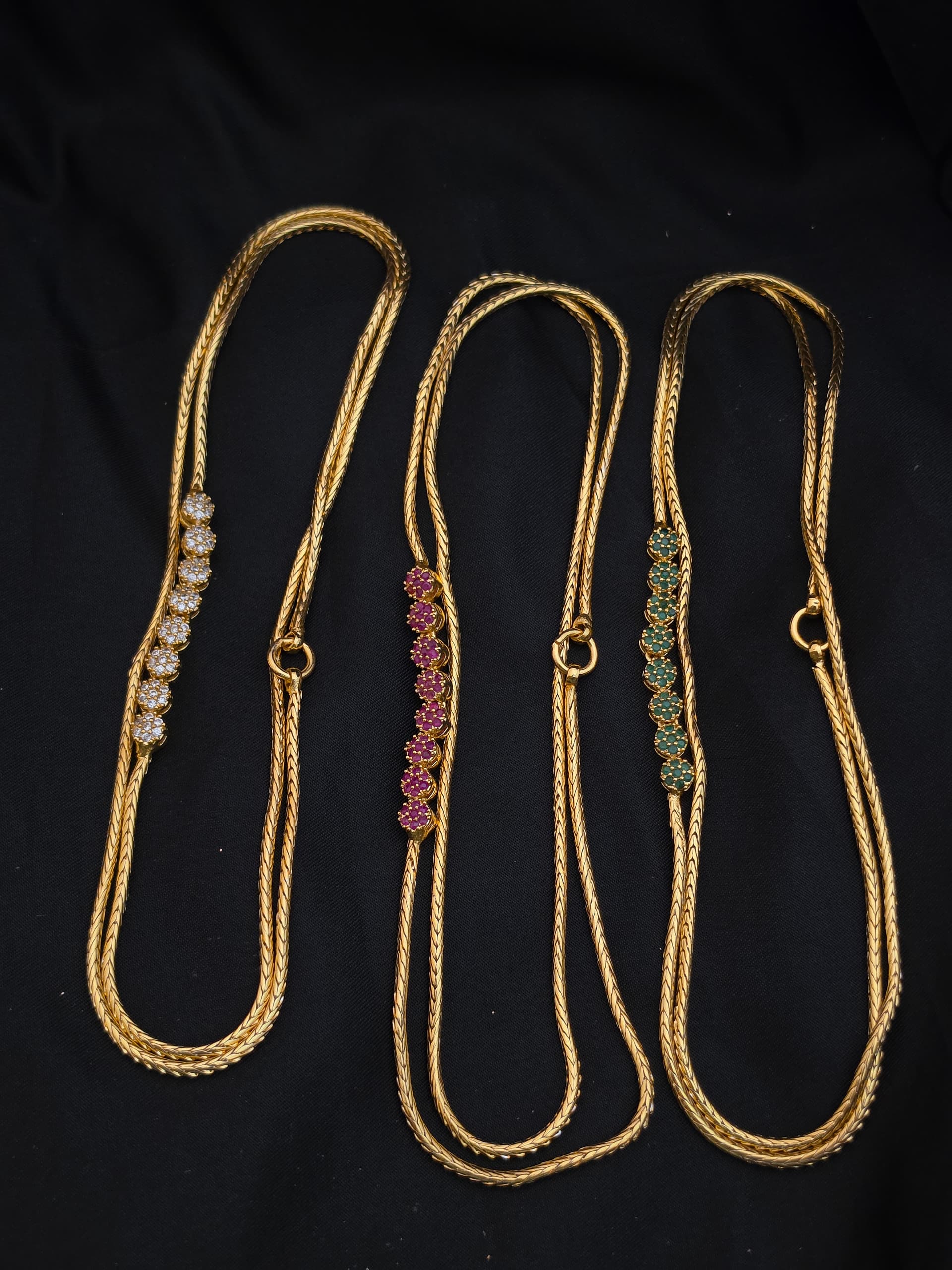 Premium foaming AD stone mugappu chain with colour options
