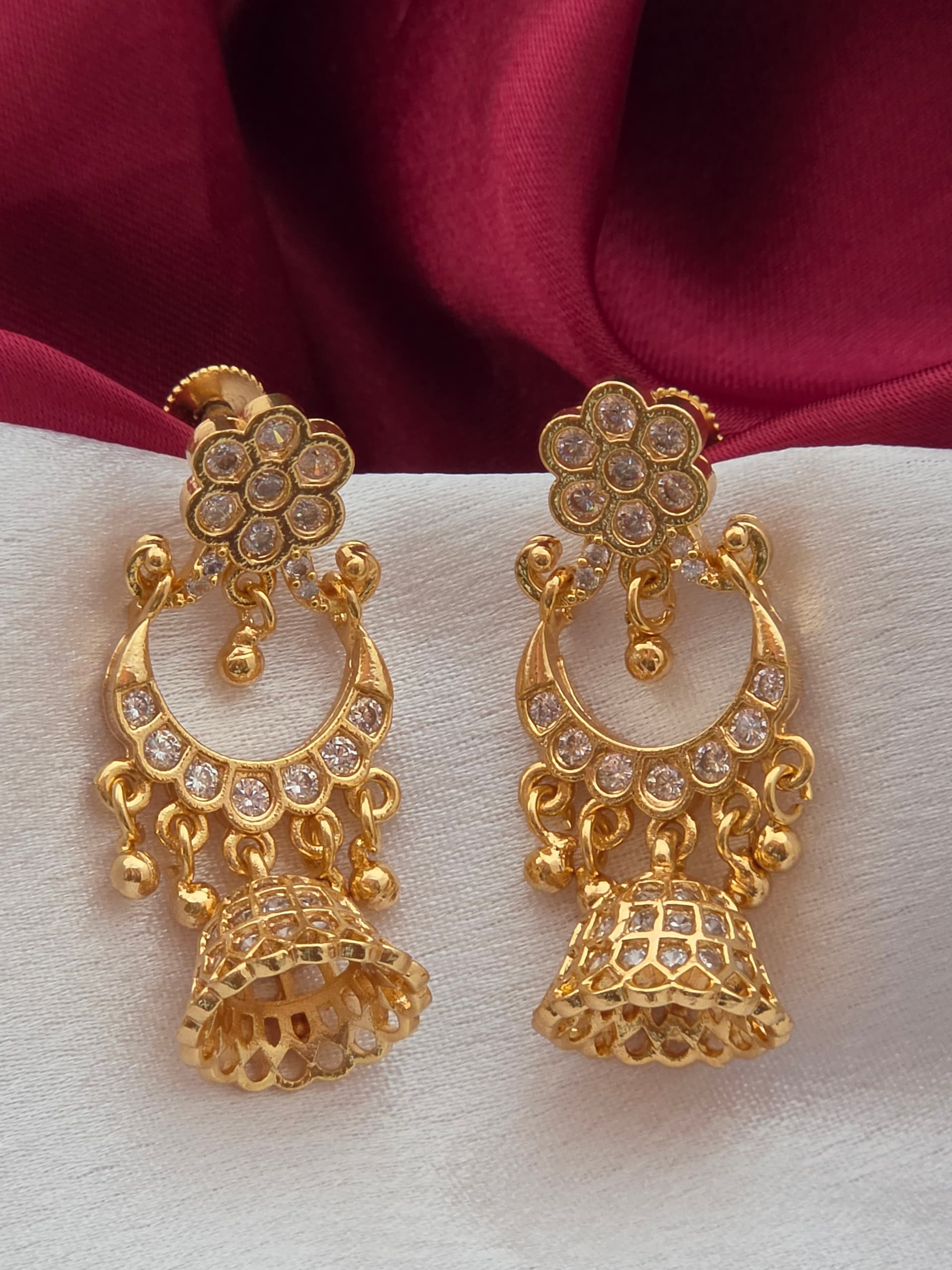 Premium foaming AD stone chandhbali jhumka