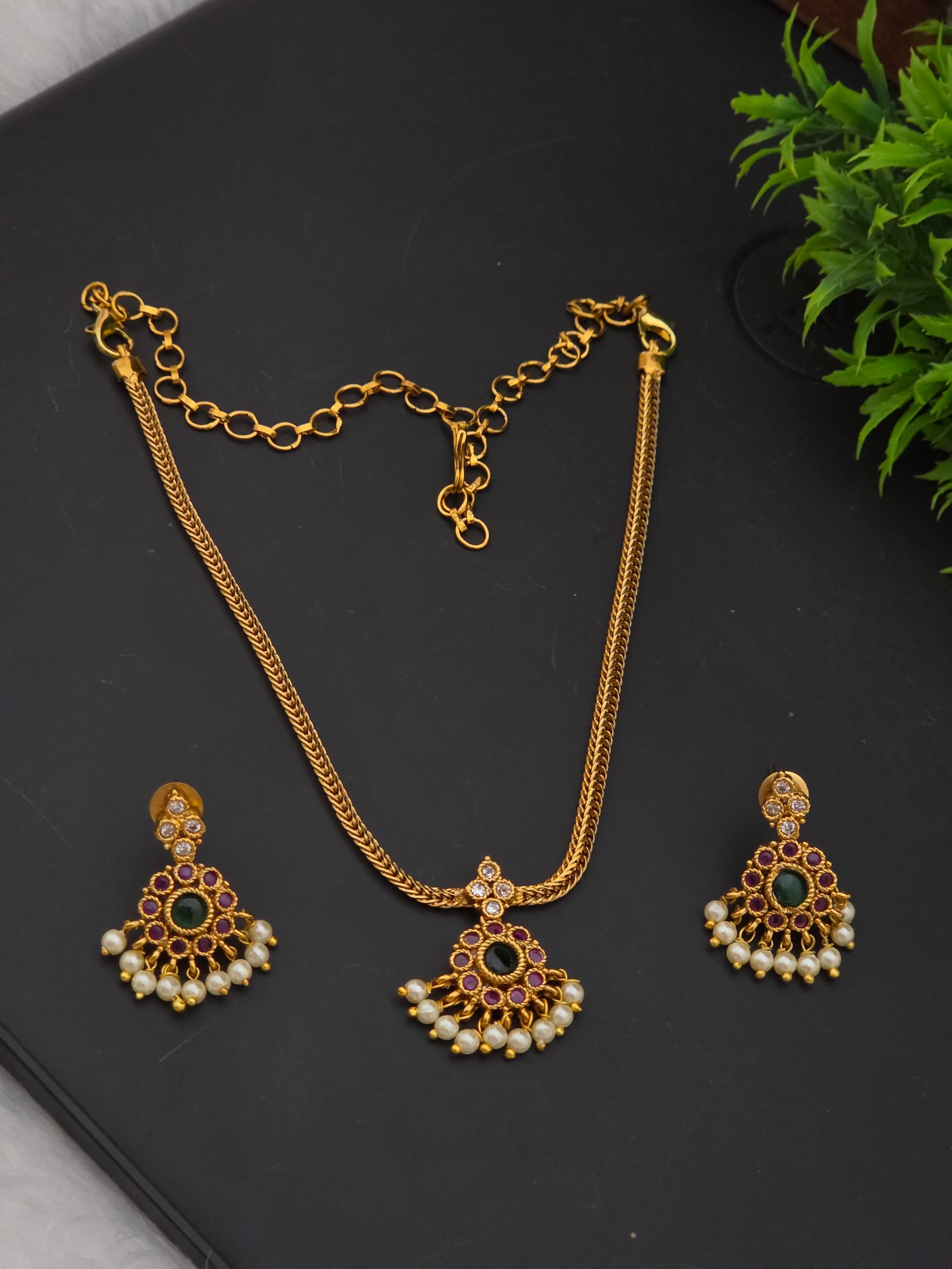 Premium matt AD stone necklace with stud