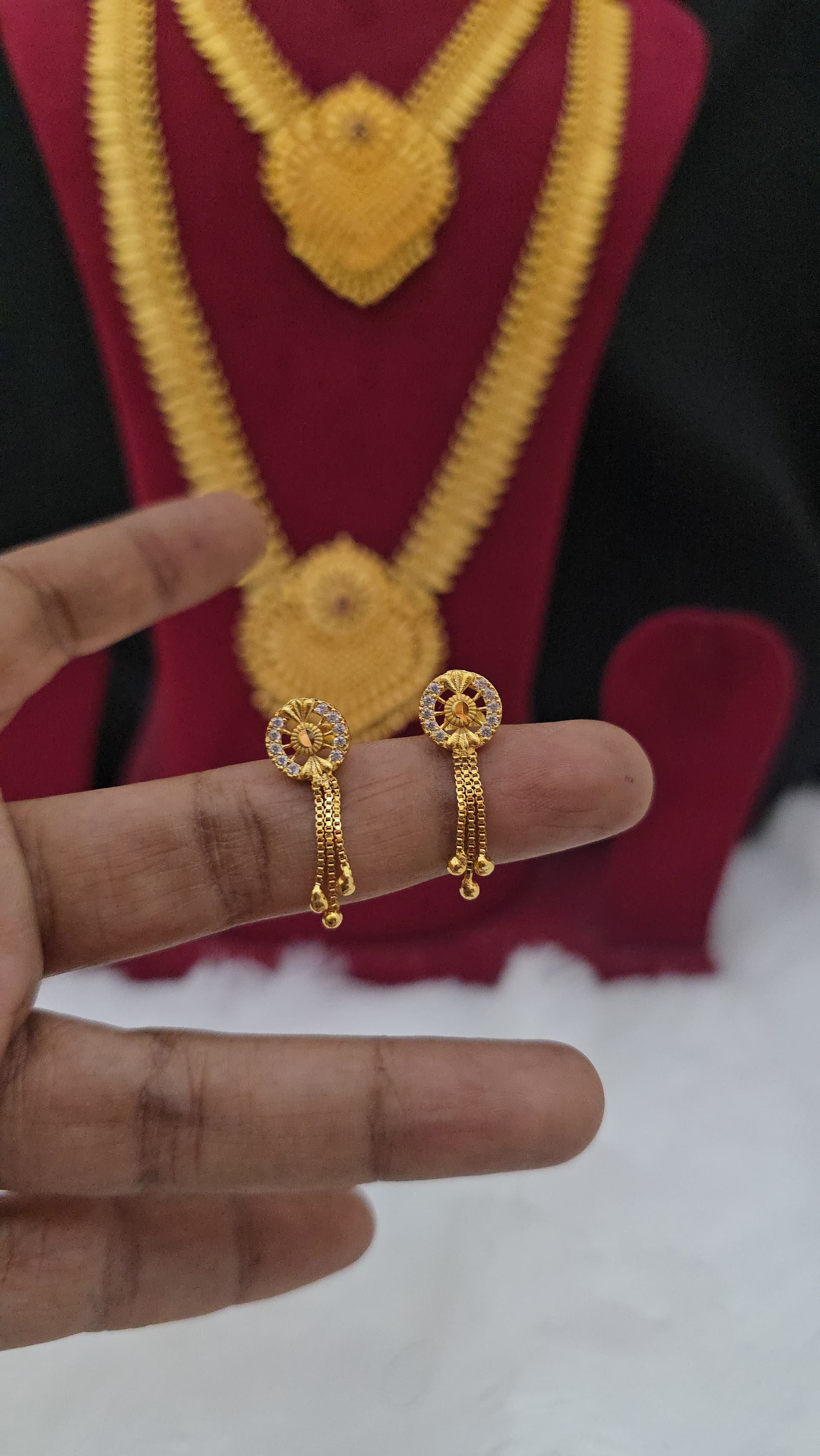 Premium foaming AD stone chain drops earing