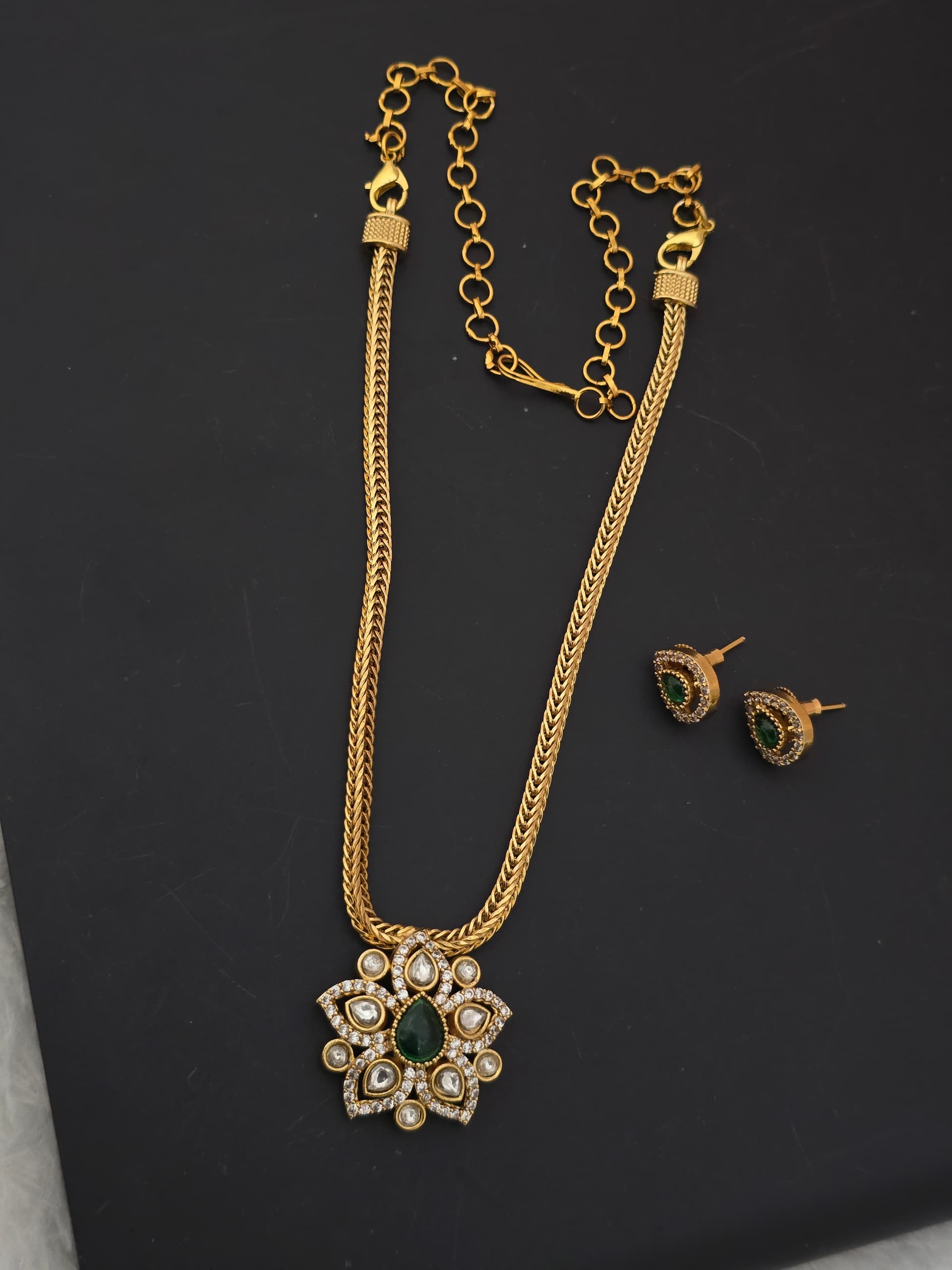 Premium matt AD stone necklace with stud