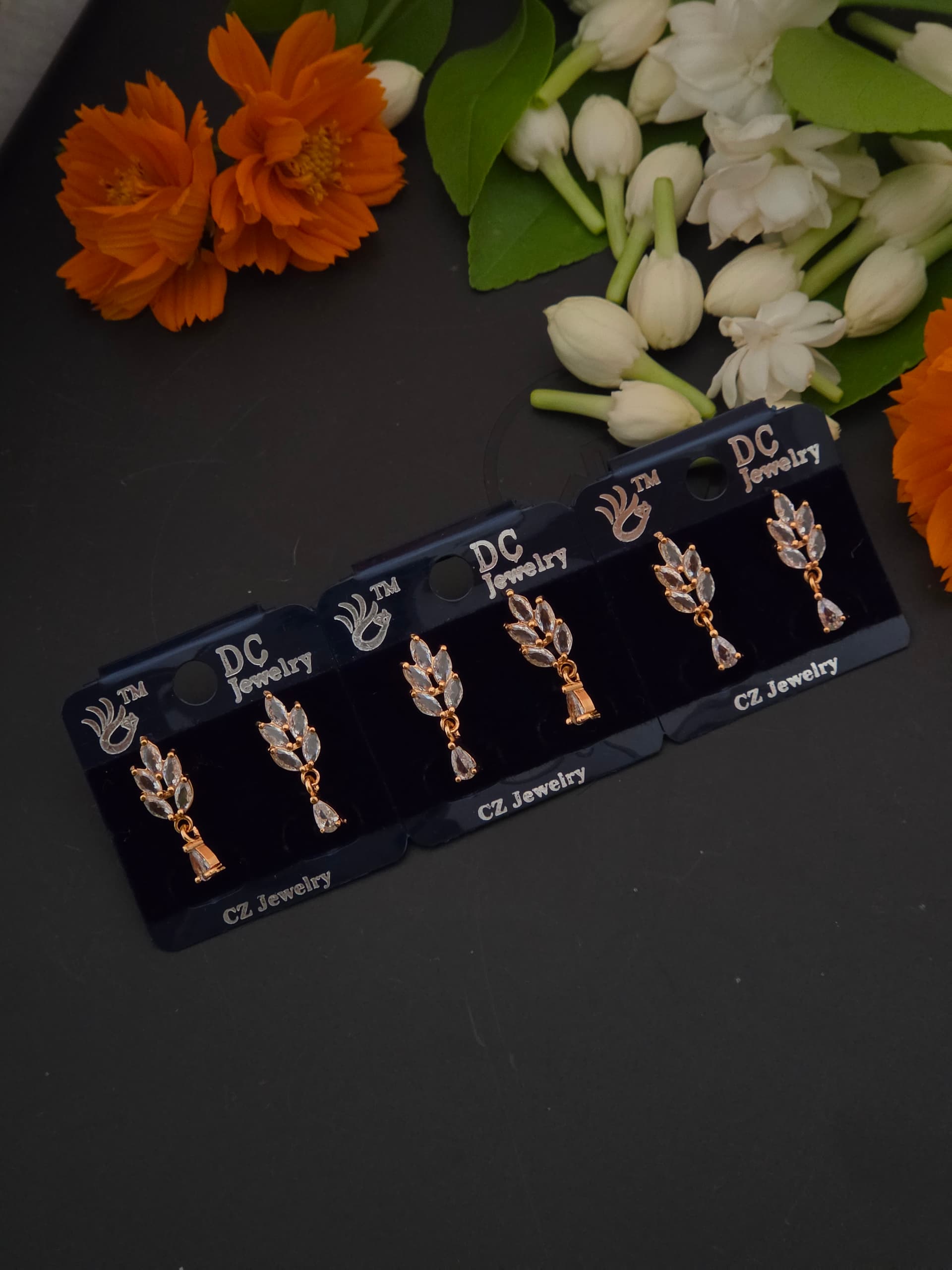 Premium rose gold ad stone drops earing