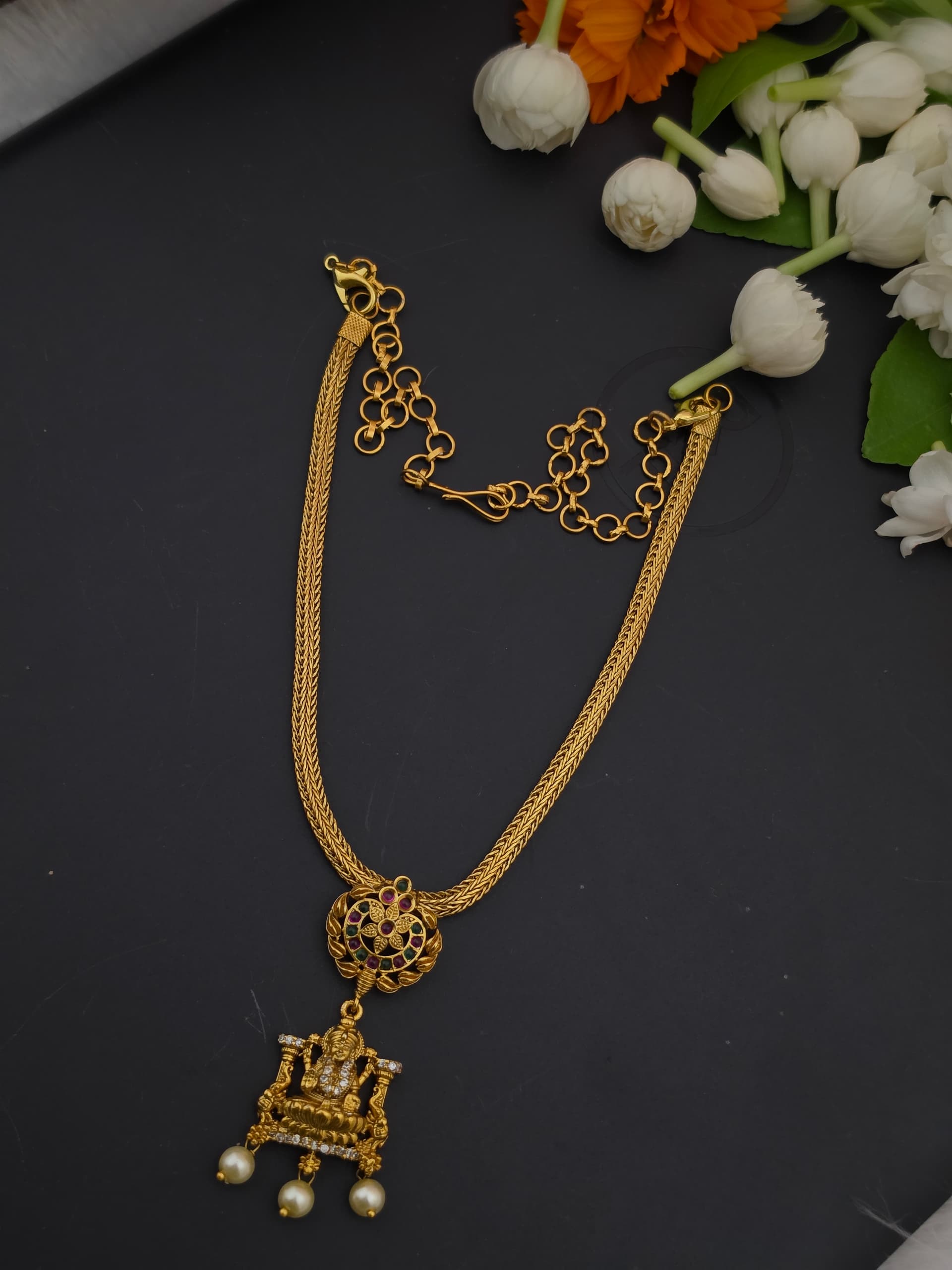 Premium matt ad stone lakshmi necklace