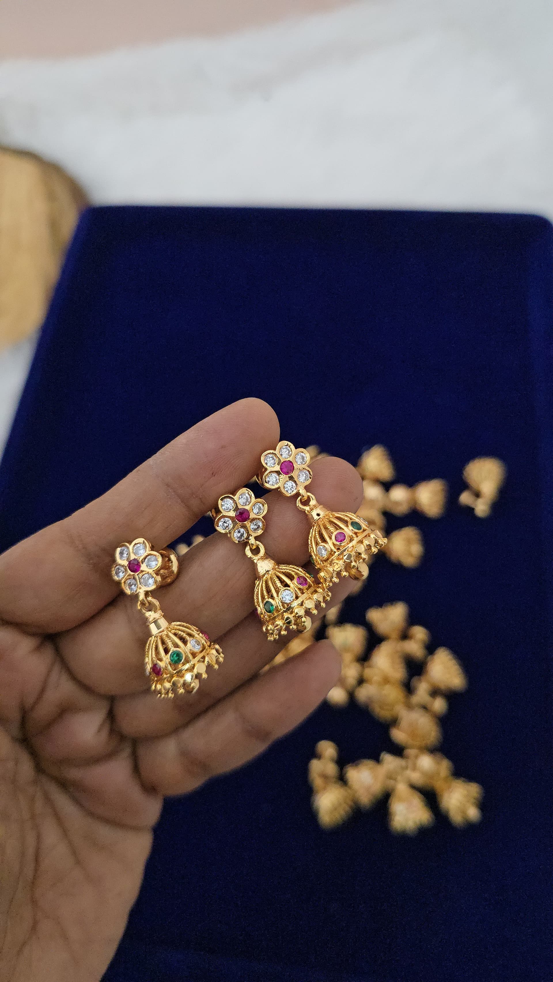  Premium impon AD stone jhumka