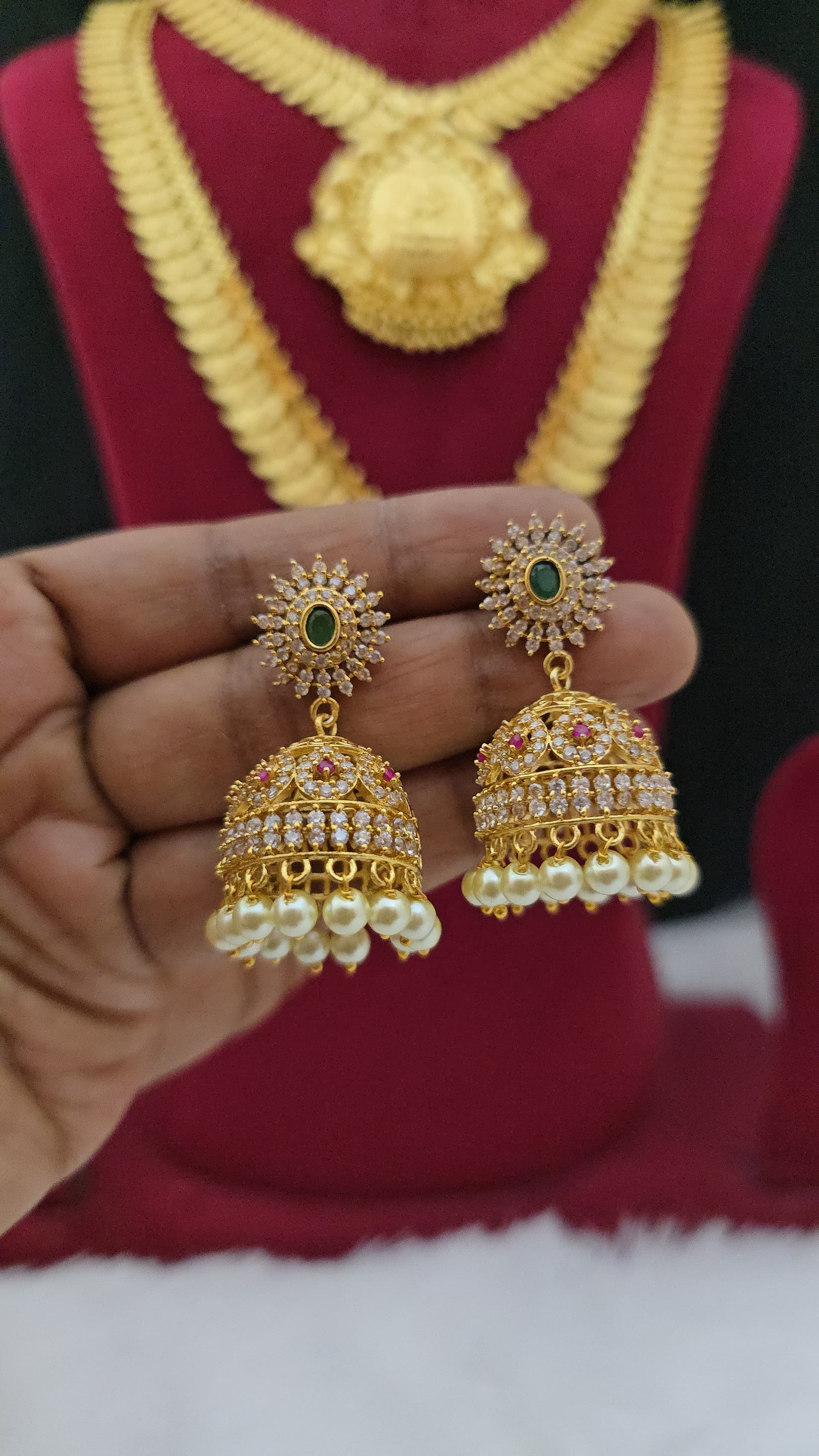 Premium matt ad stone jhumka