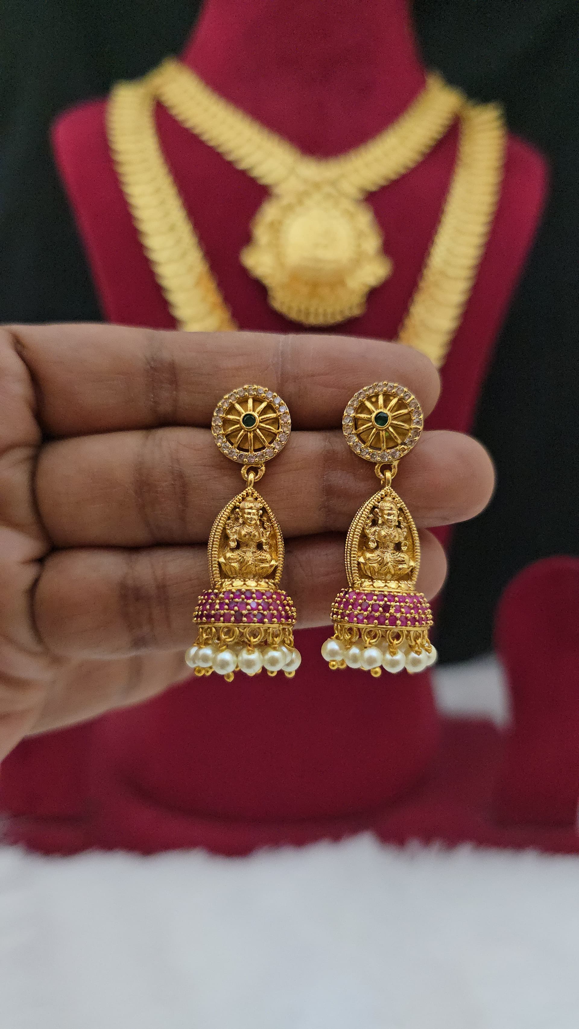  Premium matt ad stone lakshmi jhumka