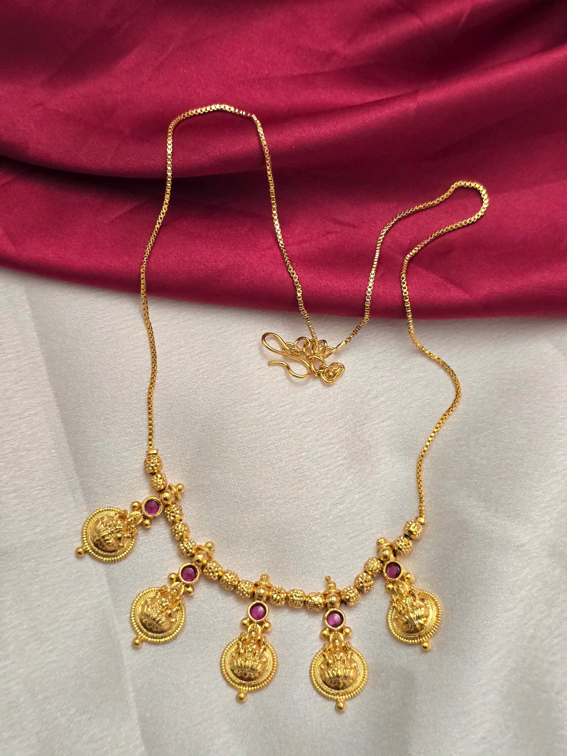 Premium foaming lakshmi ruby stone necklace