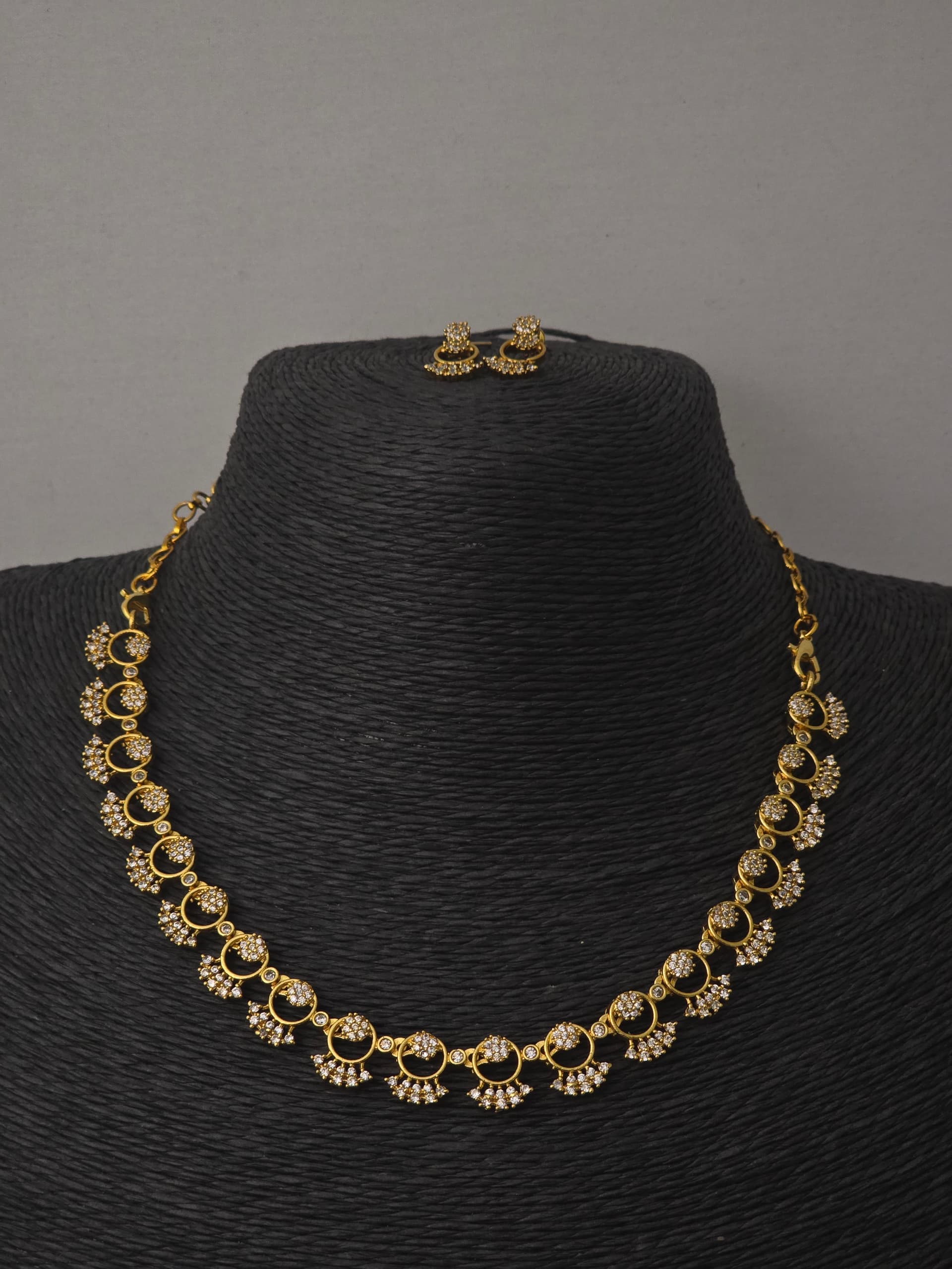 Premium mat AD stone necklace with stud