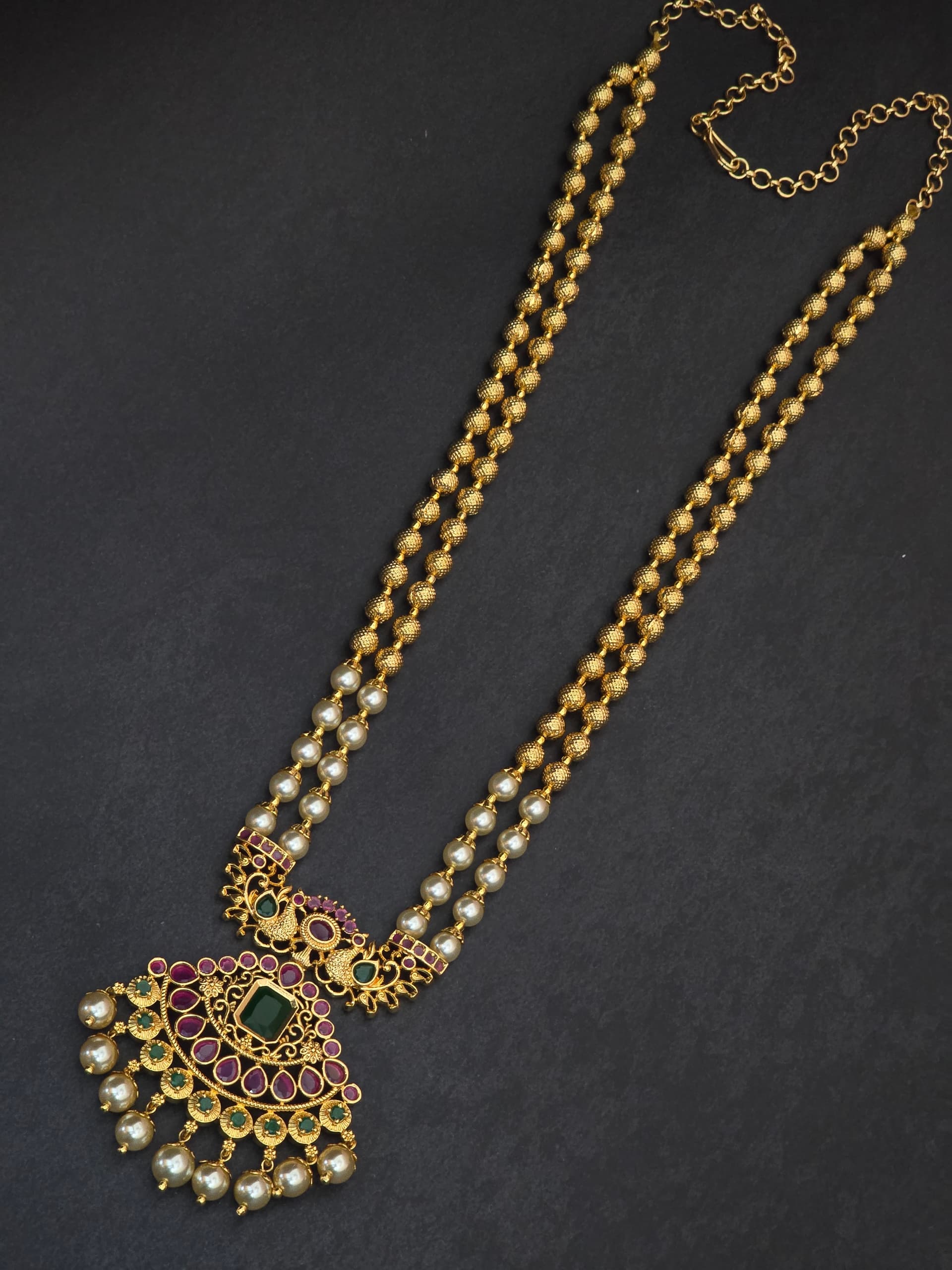 Premium matt rani haram with pearls drops