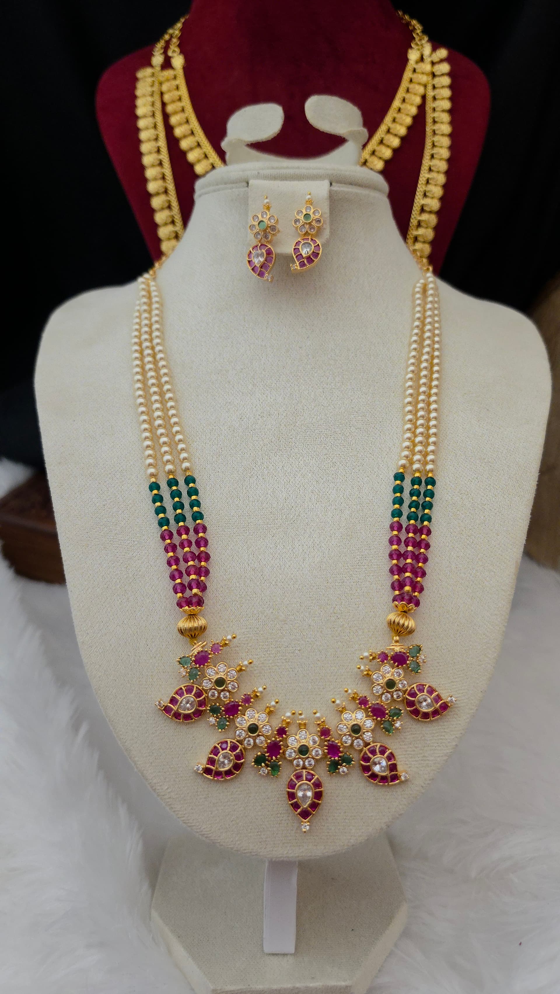 Premium matt pearl haram with ad stones