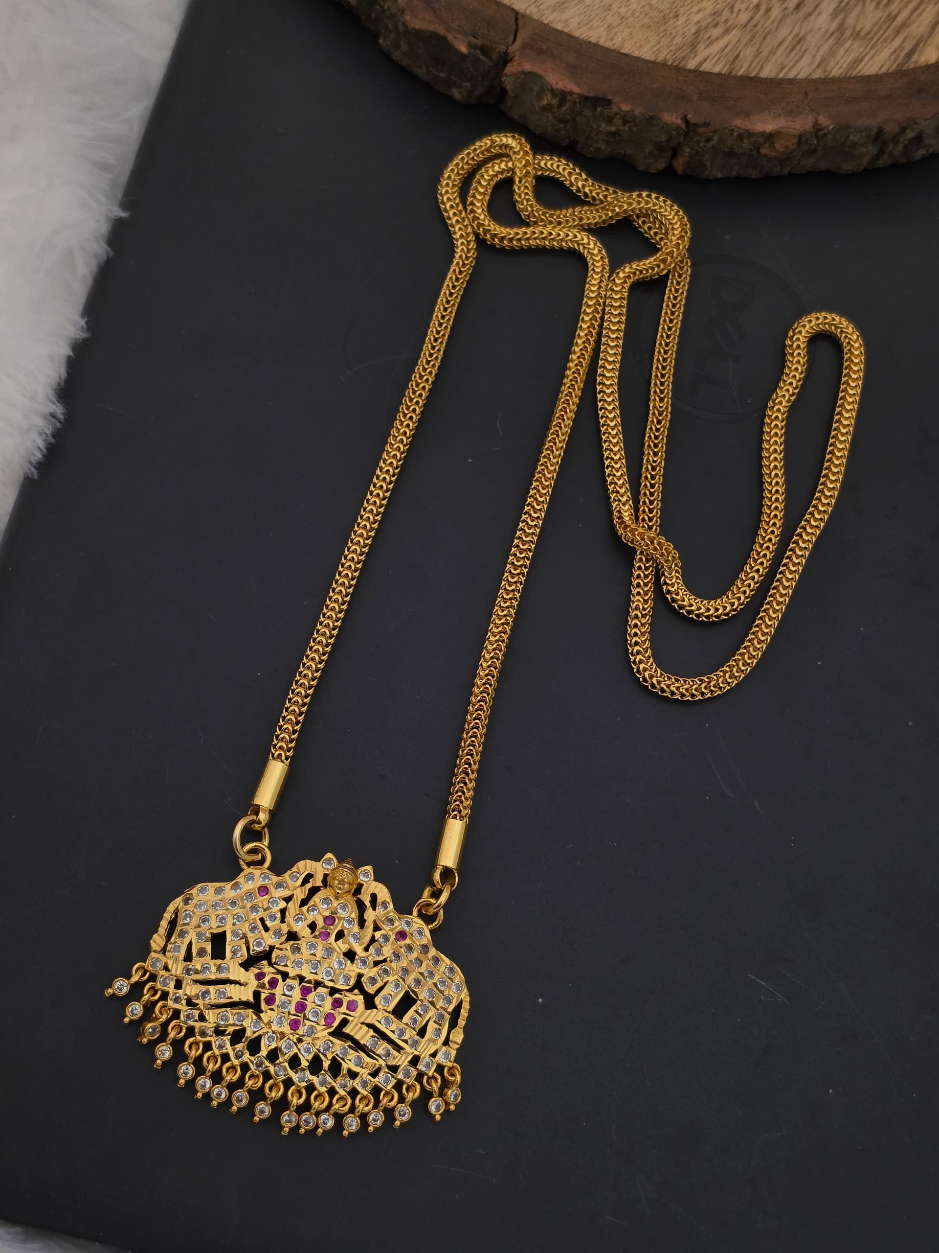  Premium impon  AD stone 32 inch lakshmi dollar chain 