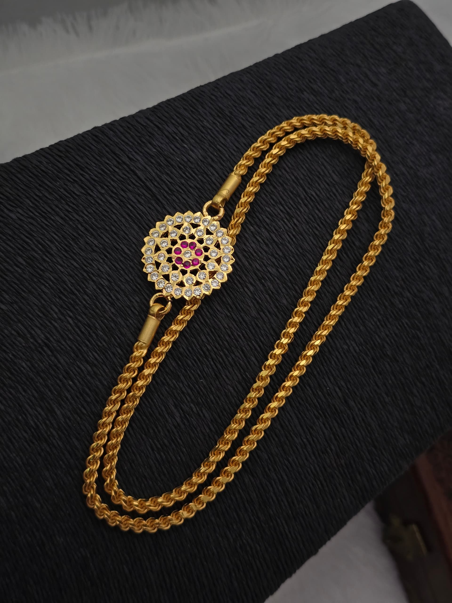 Premium impon AD stone mugappu chain