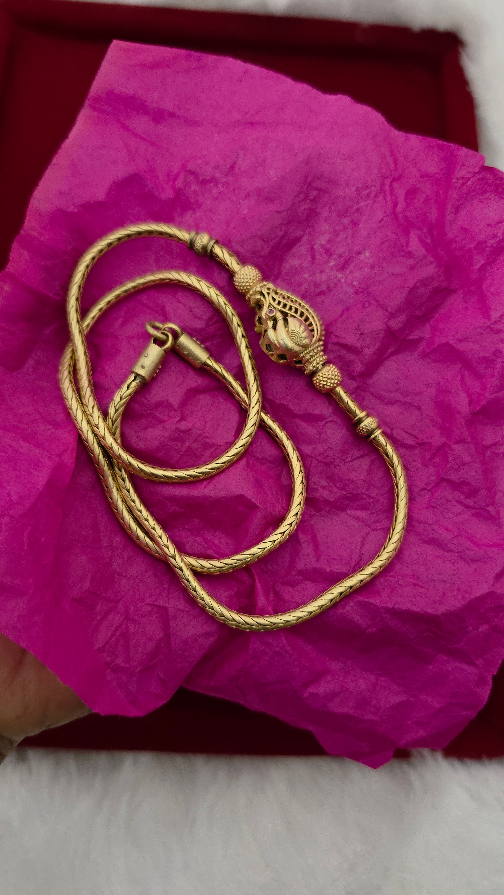 Premium impon reversible peacock mugapu chain