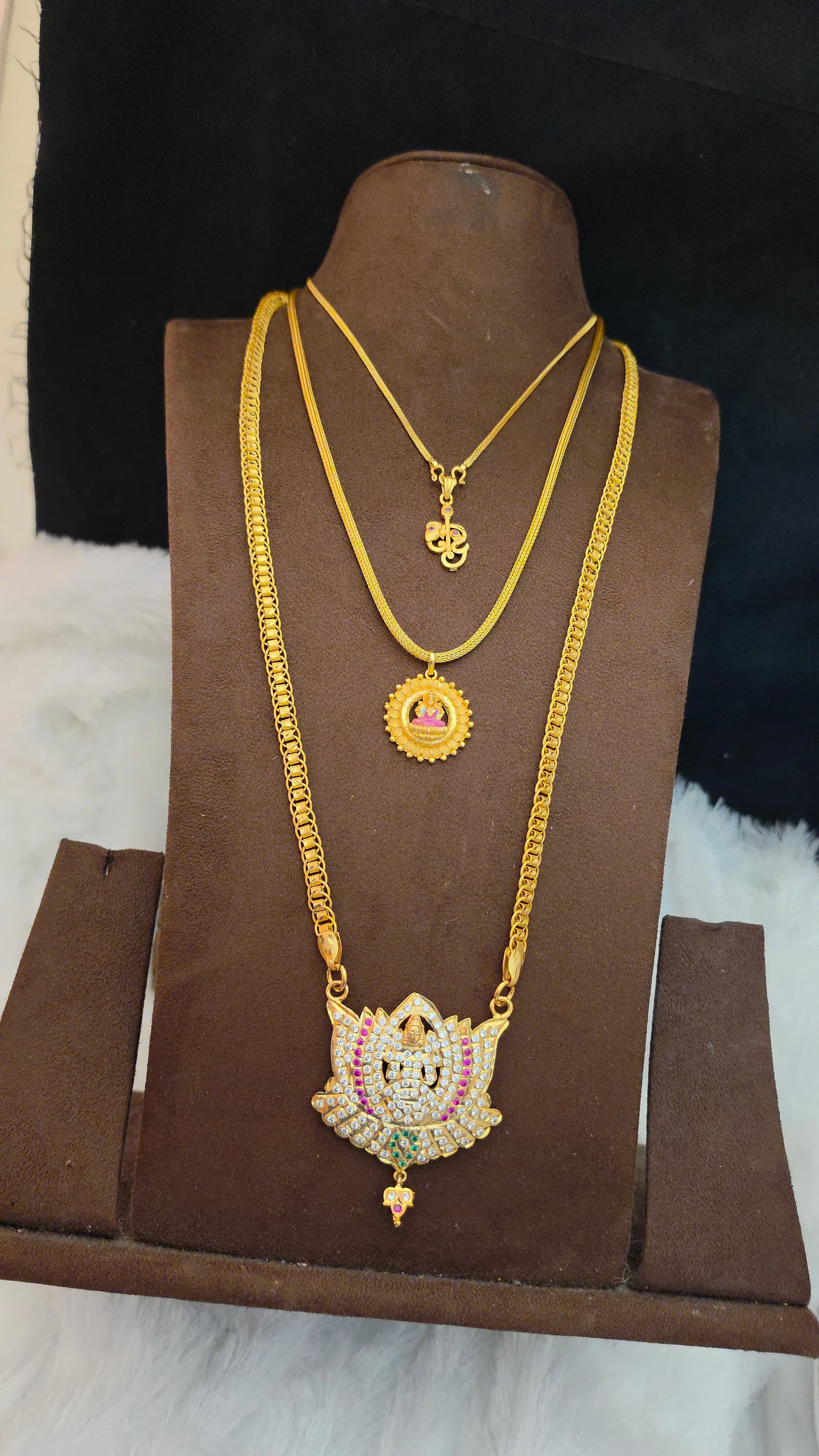 Premium quality foaming and impon combo 32 inches dollar chain 28 inches foaming dollar chain and 18 inches om dollar chain
