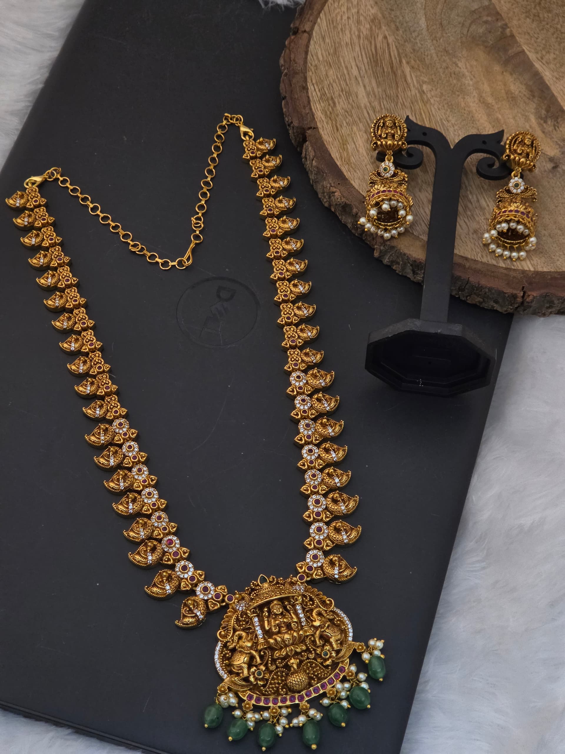 Premium matt lakshmi haram with jhumka