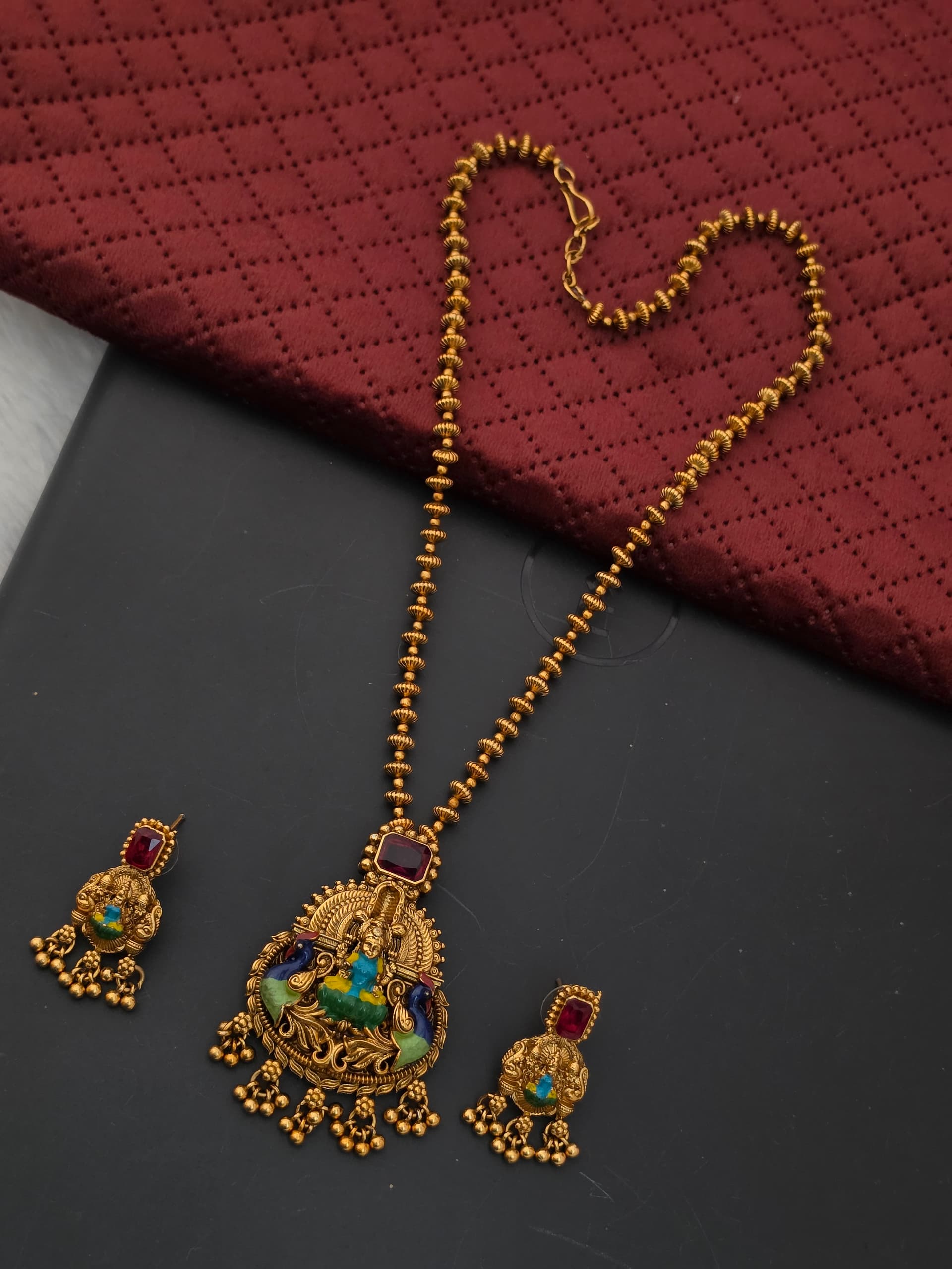 Premium Matt Lakshmi enamel Necklace