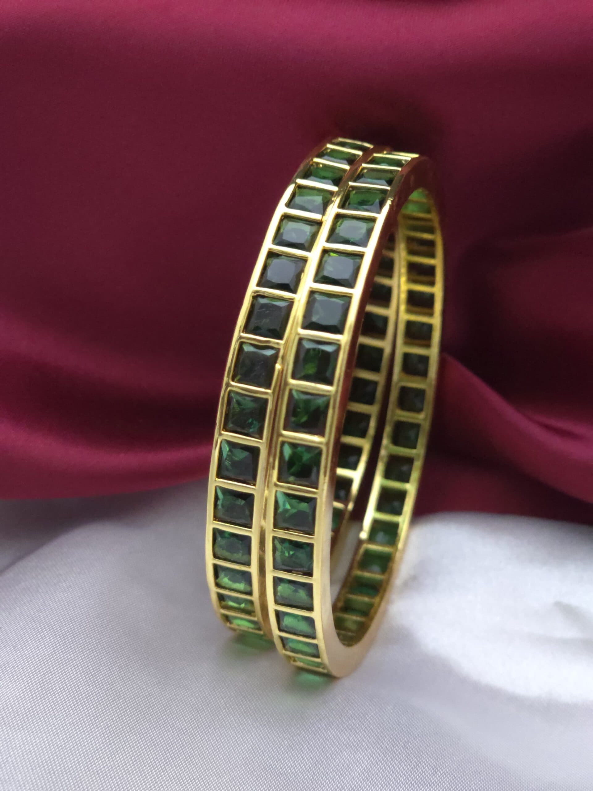 Premium uncut stone bangle - emerald uncust stone bangle