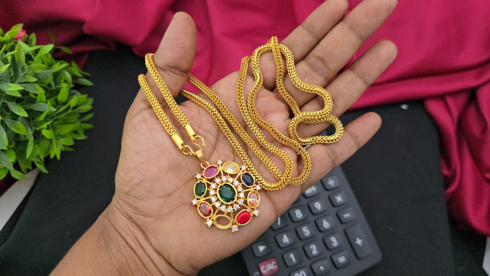 Navarathna 32 inches dollar chain
