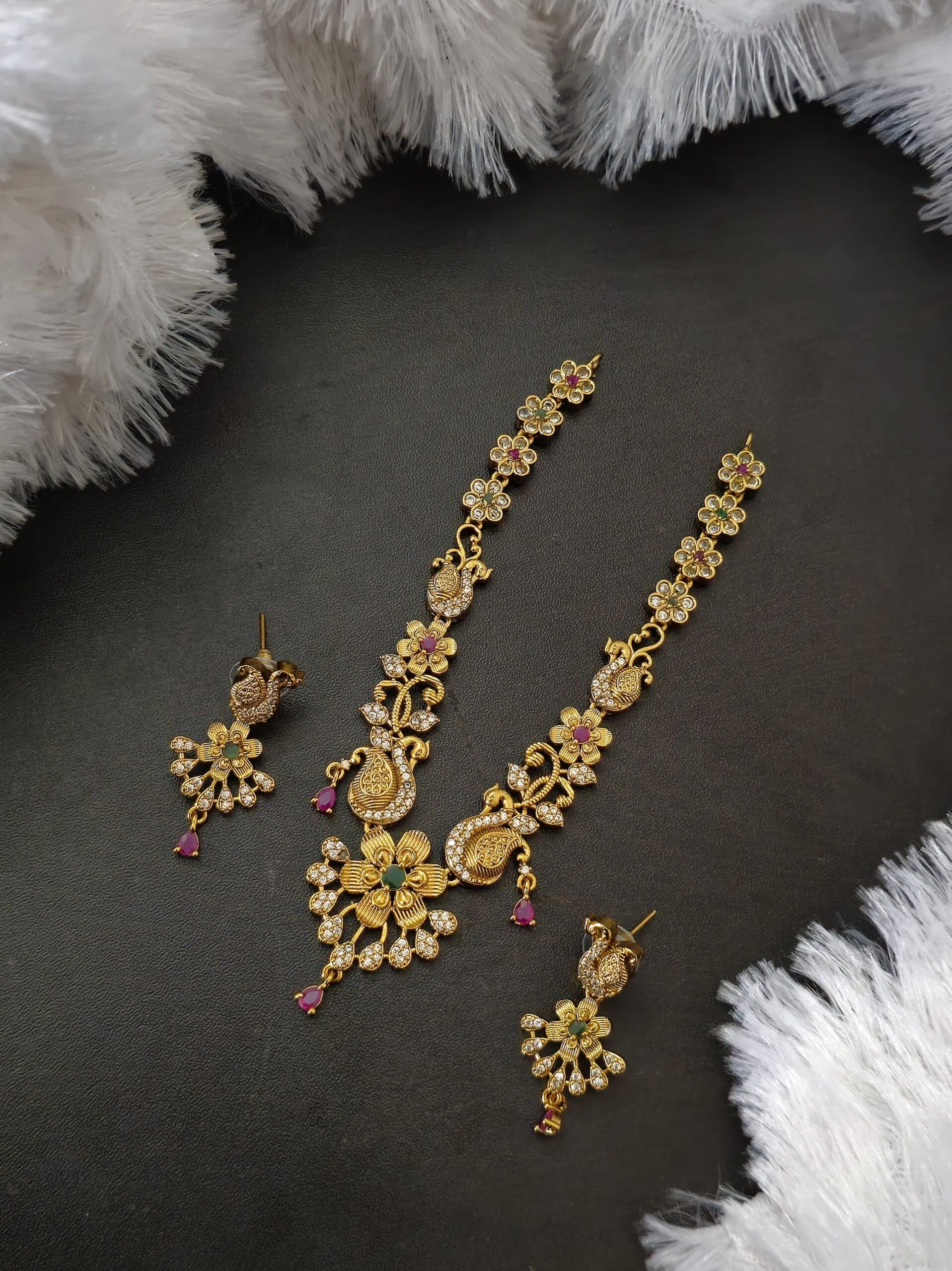 Premium Quality Drops Necklace Peacock Design