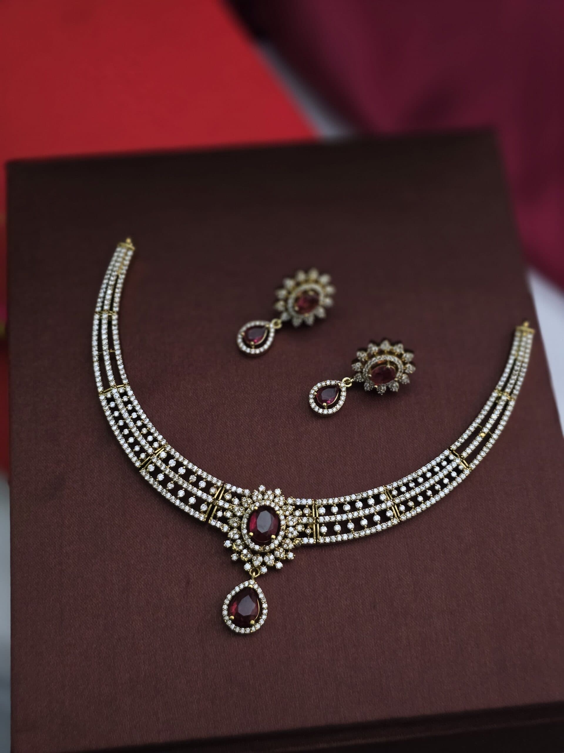Premium ad necklace comes ruby drops