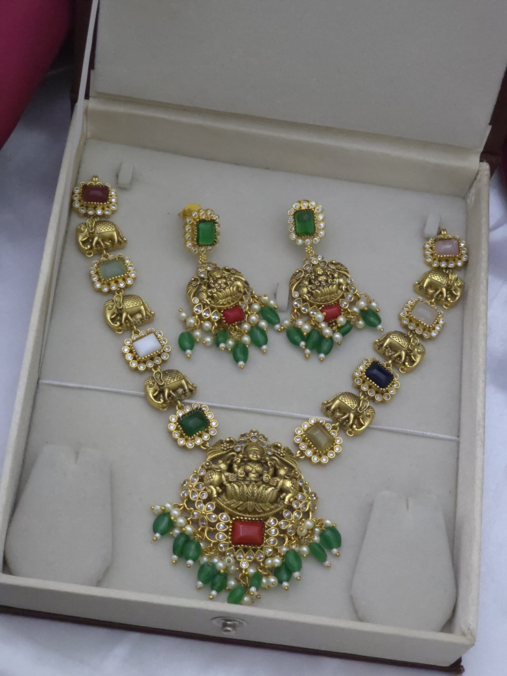 Premium AD Navarathna necklace
