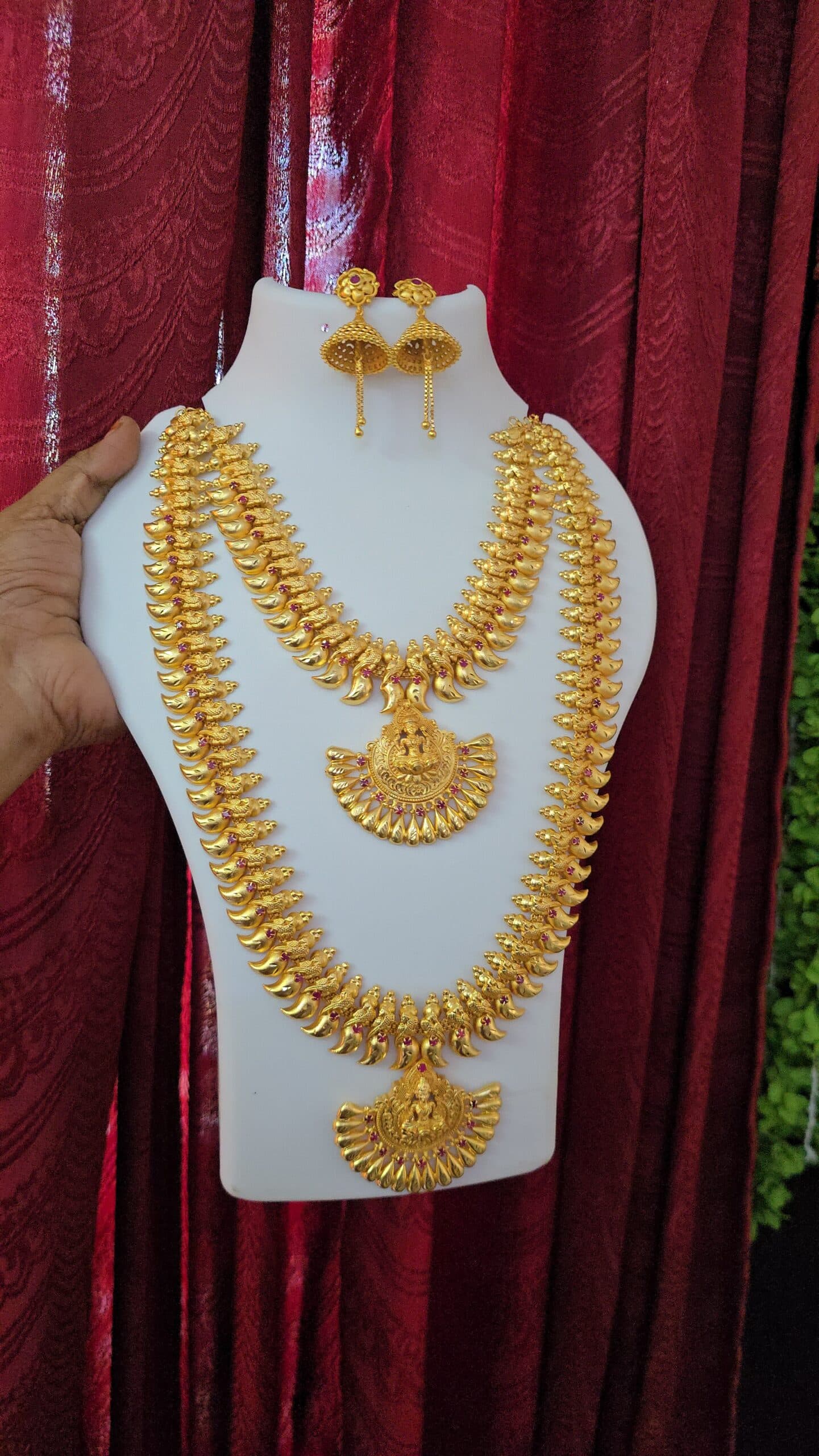 Premium foaming ad ruby kerela combo comes necklace haram with jhumka