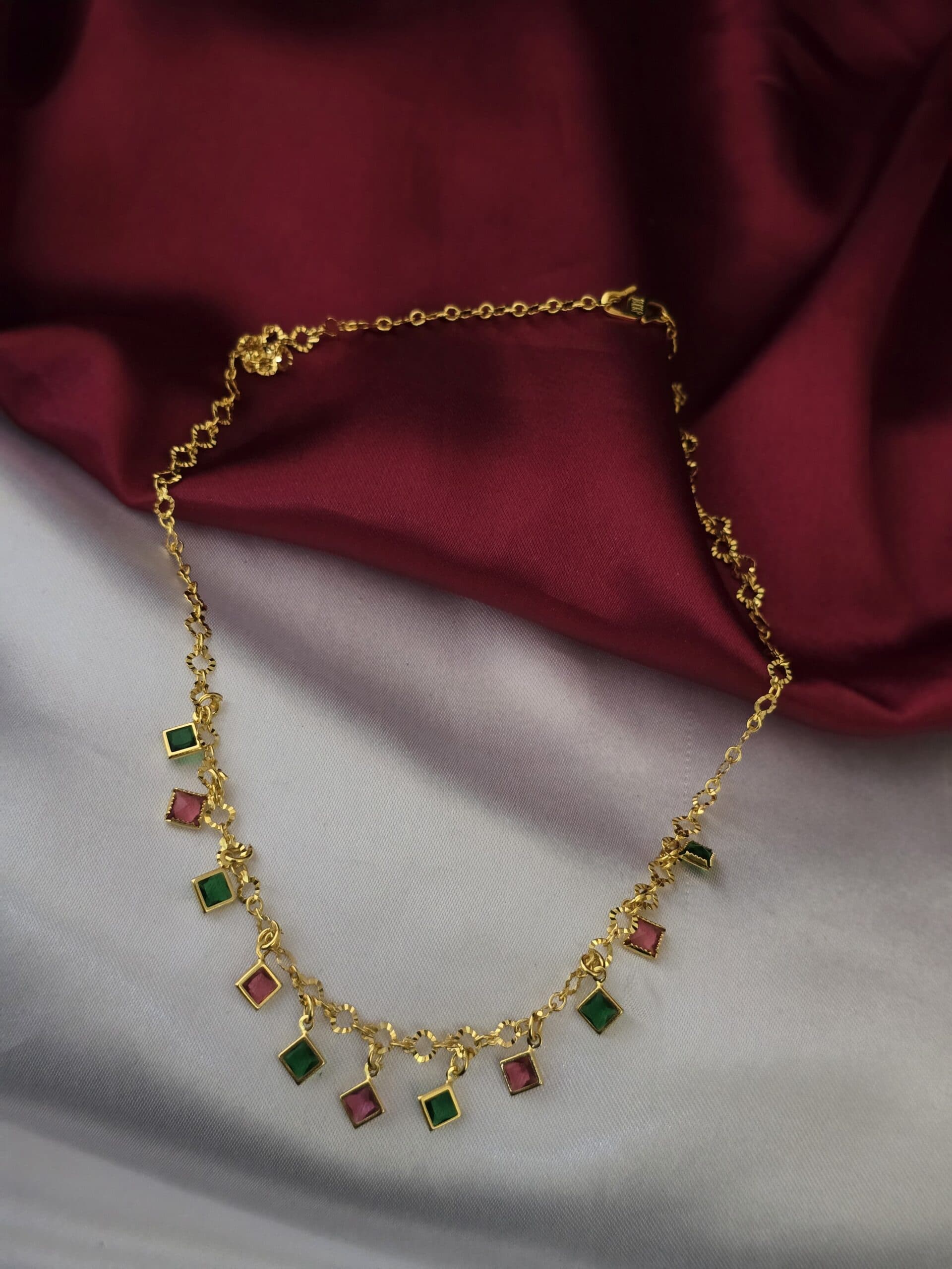 Premium ad ruby green drops necklace