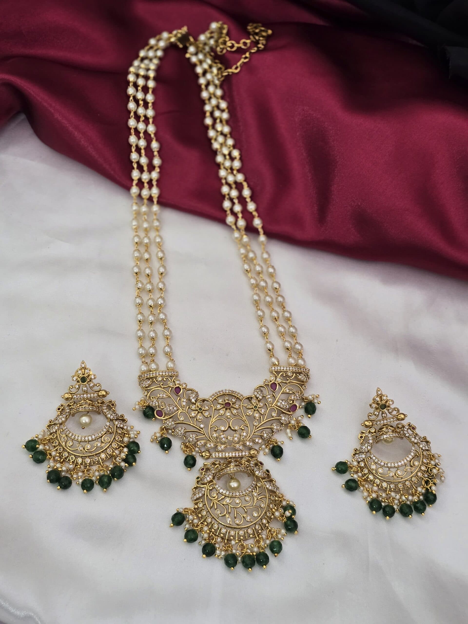 Premium Matt Pearl Rani haram with stud comes monolisa beads