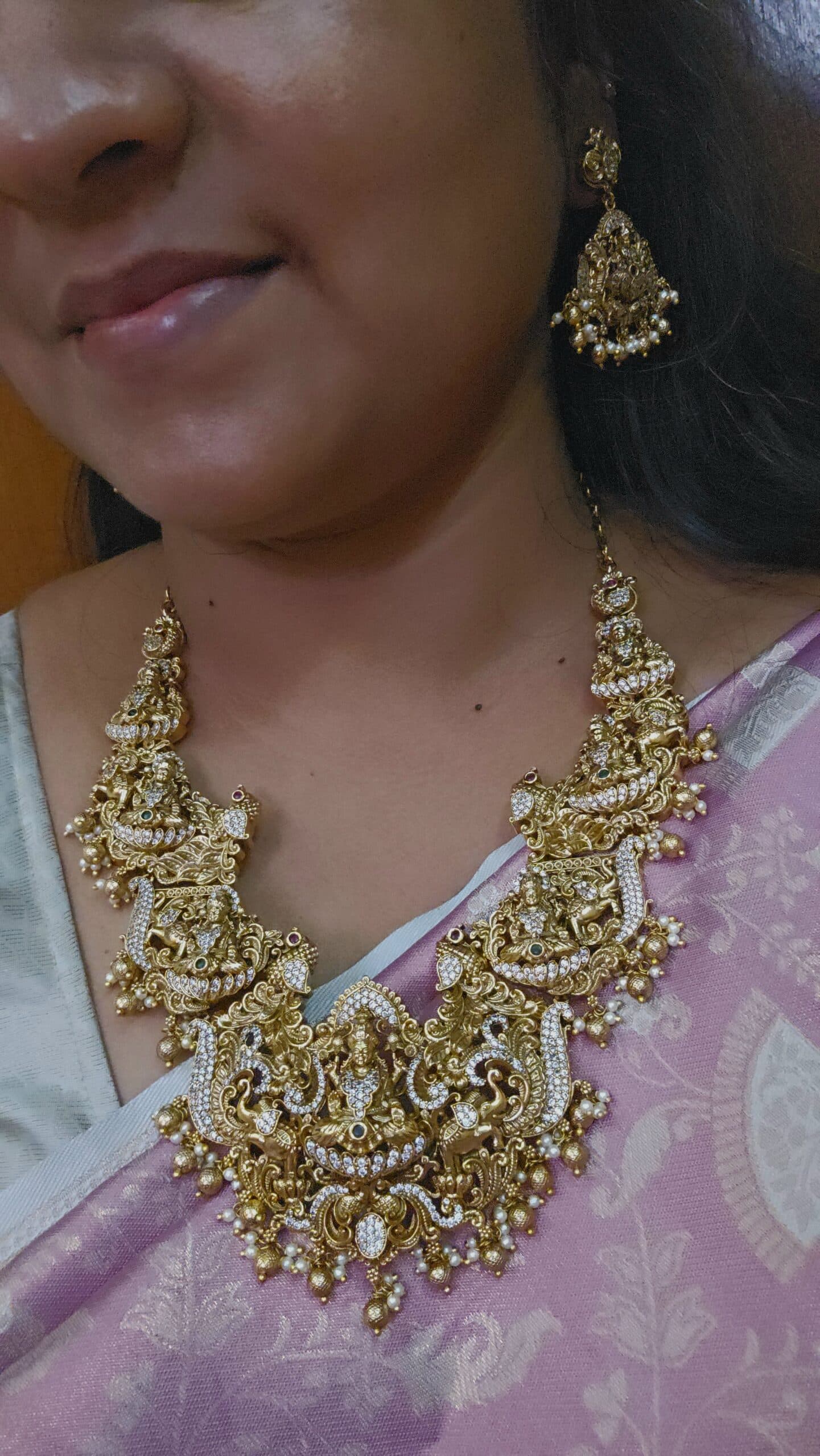 Premium ad mid haram with stud Temple 3D Jewellery