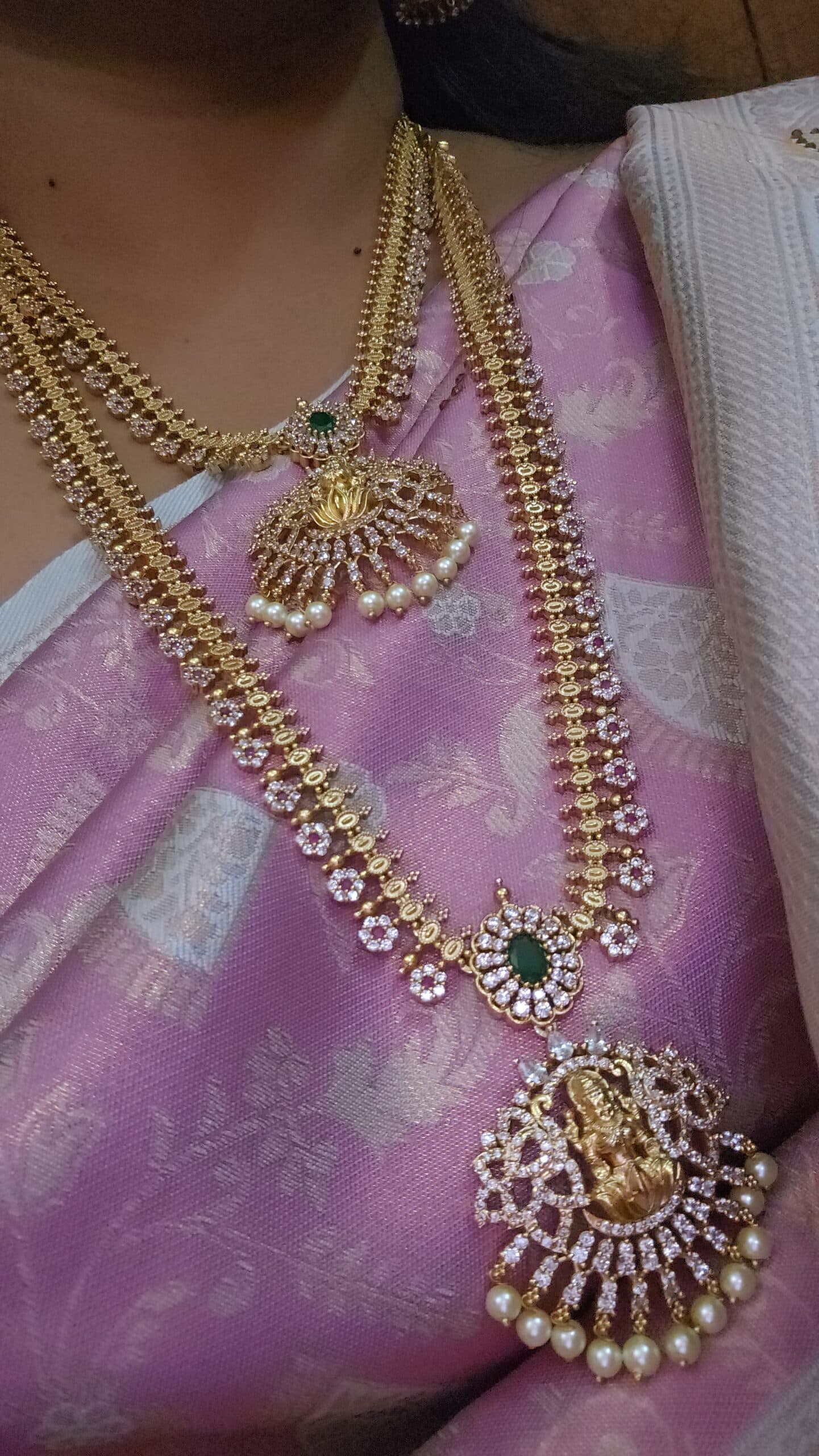 Premium gold look Lakshmi combo comes necklace and haram with stud