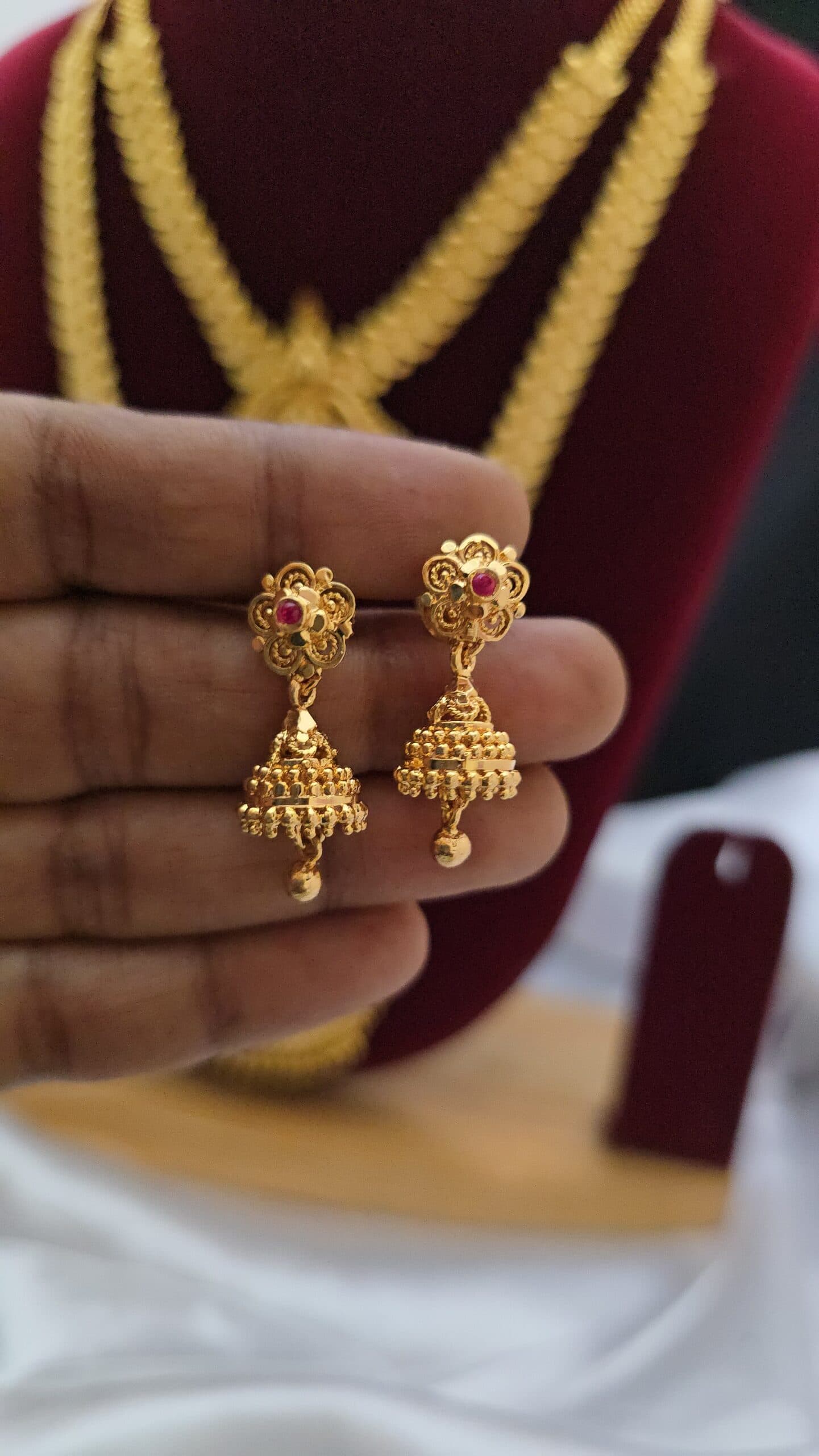 Premium ruby foaming ad jhumka
