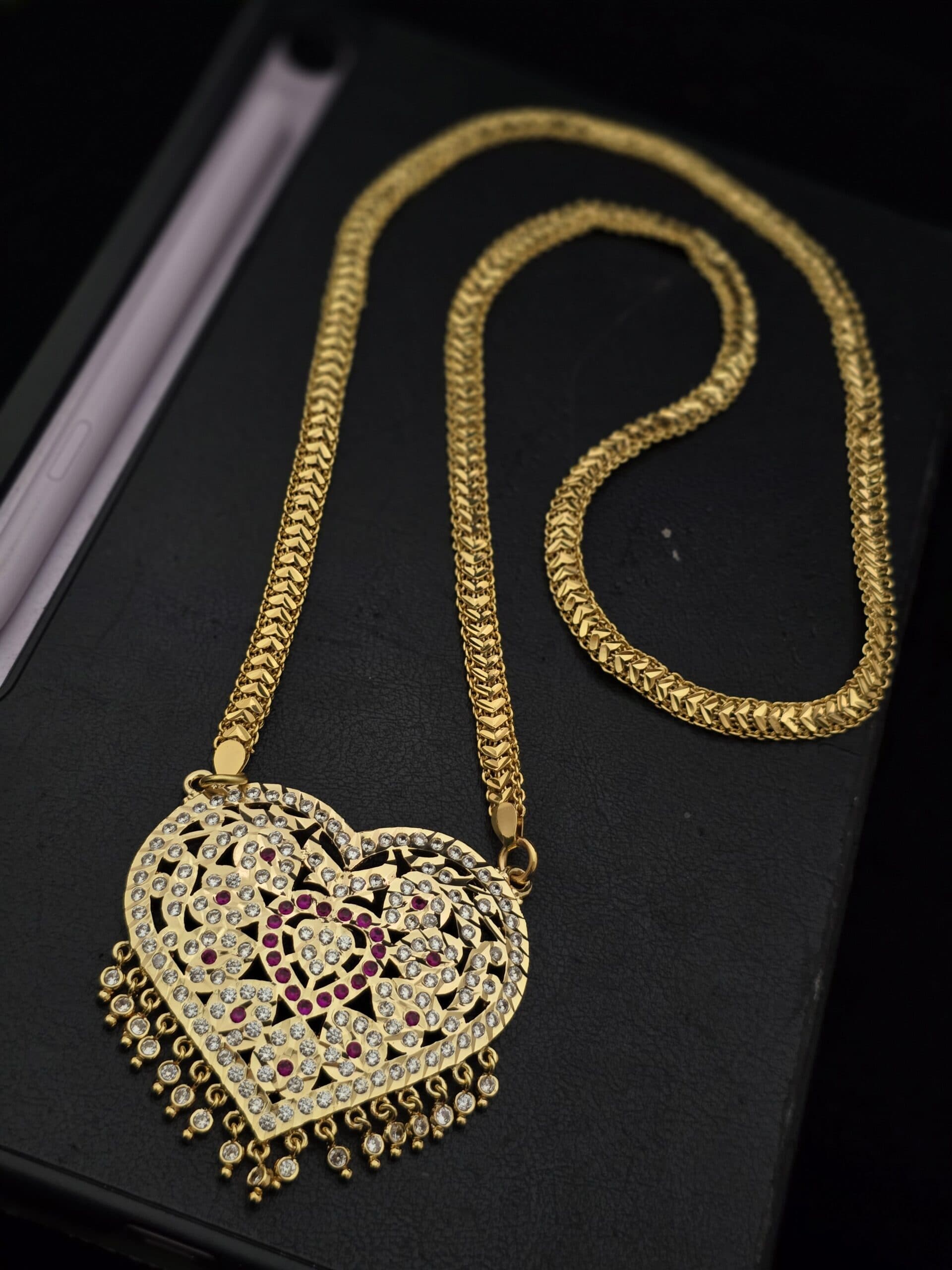 Premium Impon ad heart dollar chain